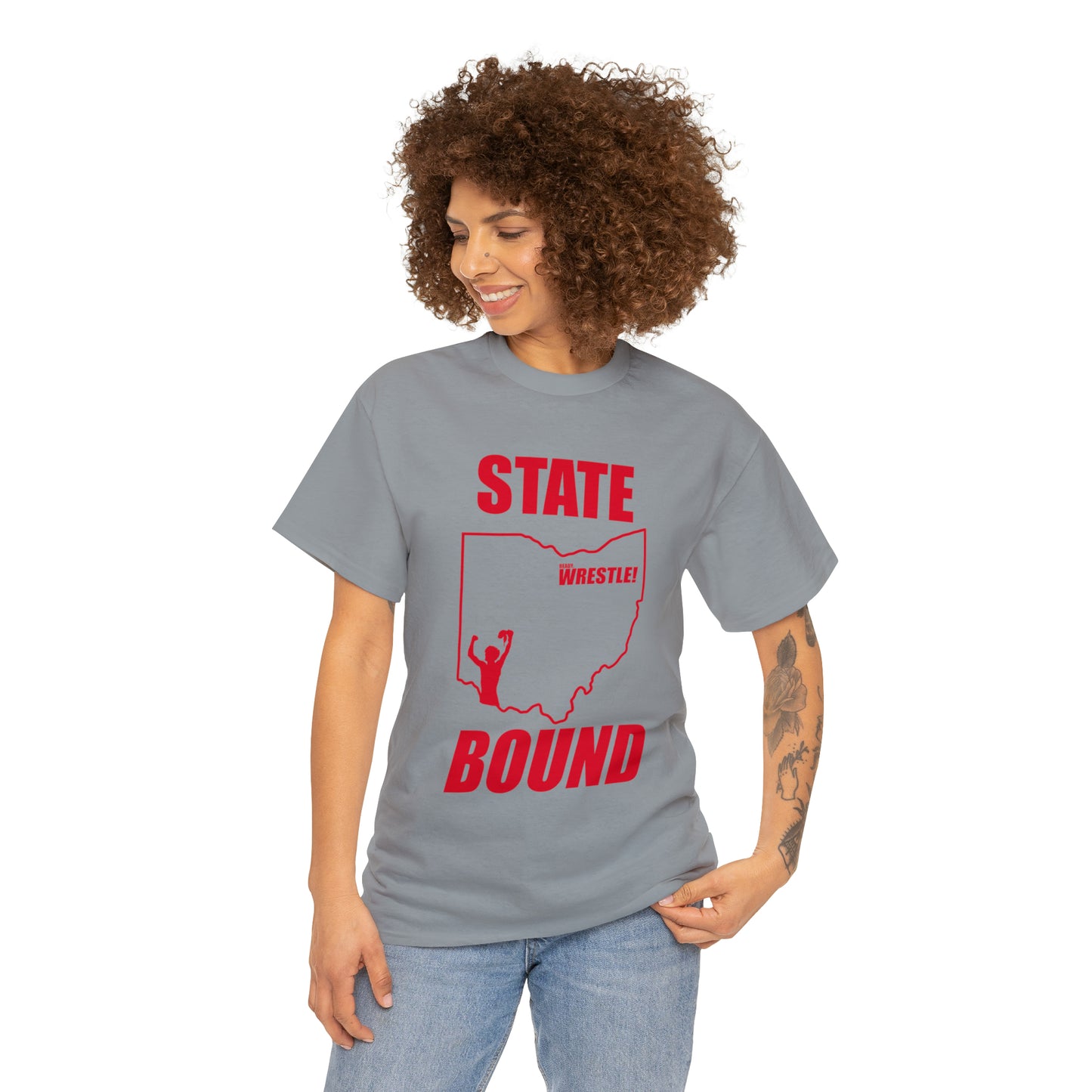 Ohio State Bound, Red Logo, Unisex Heavy Cotton Tee