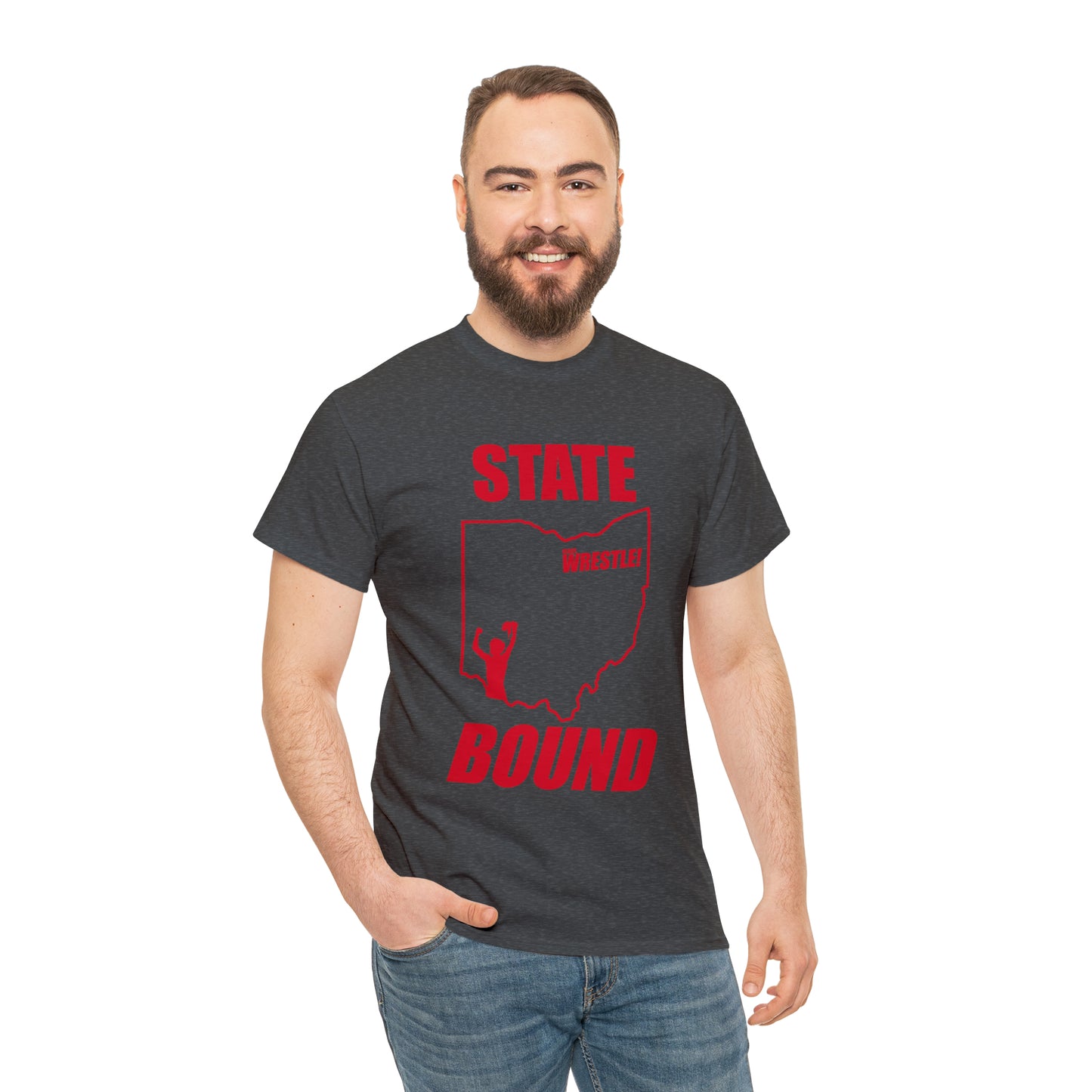 Ohio State Bound, Red Logo, Unisex Heavy Cotton Tee