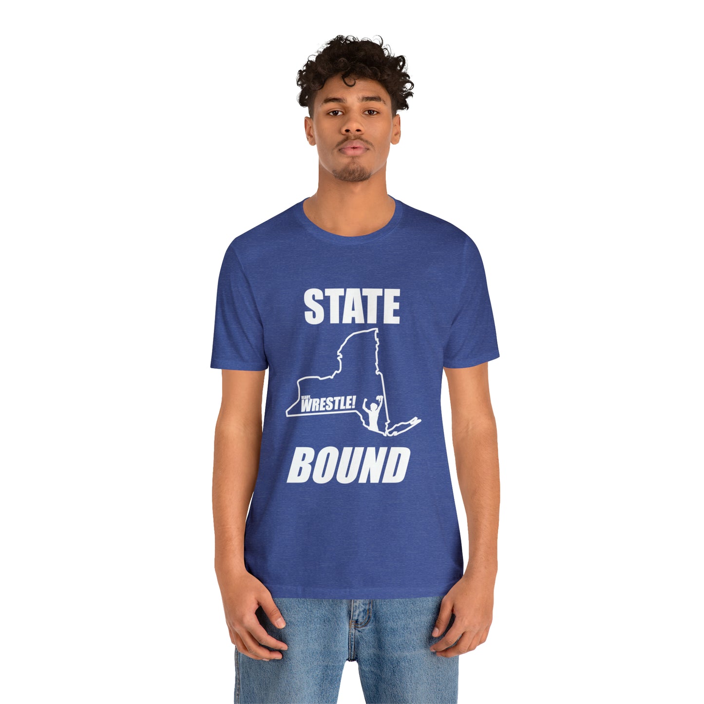 New York State Bound, Unisex Jersey Short Sleeve Tee, White Logo