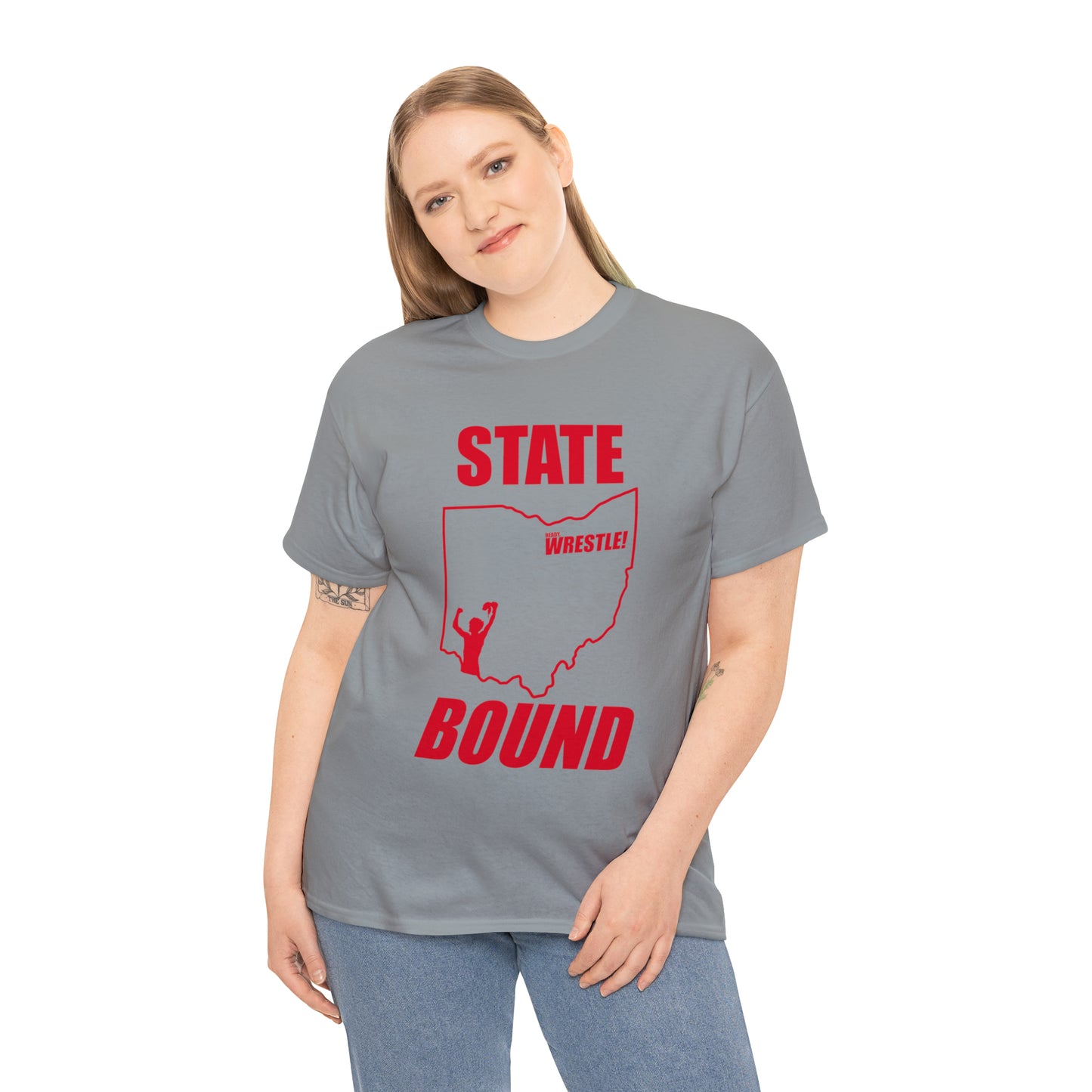 Ohio State Bound, Red Logo, Unisex Heavy Cotton Tee