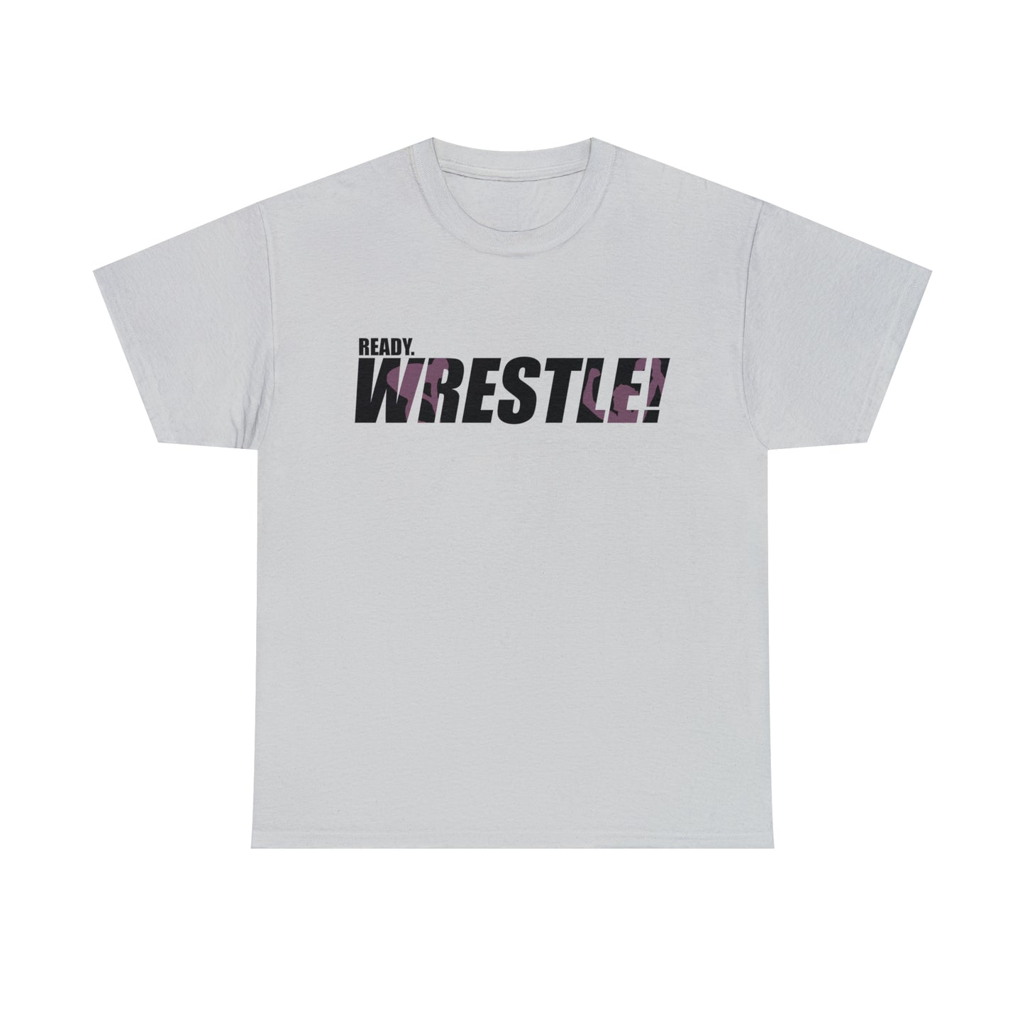 Ready. Wrestle! Black Logo w/Pink Silhouettes, Unisex Heavy Cotton Tee