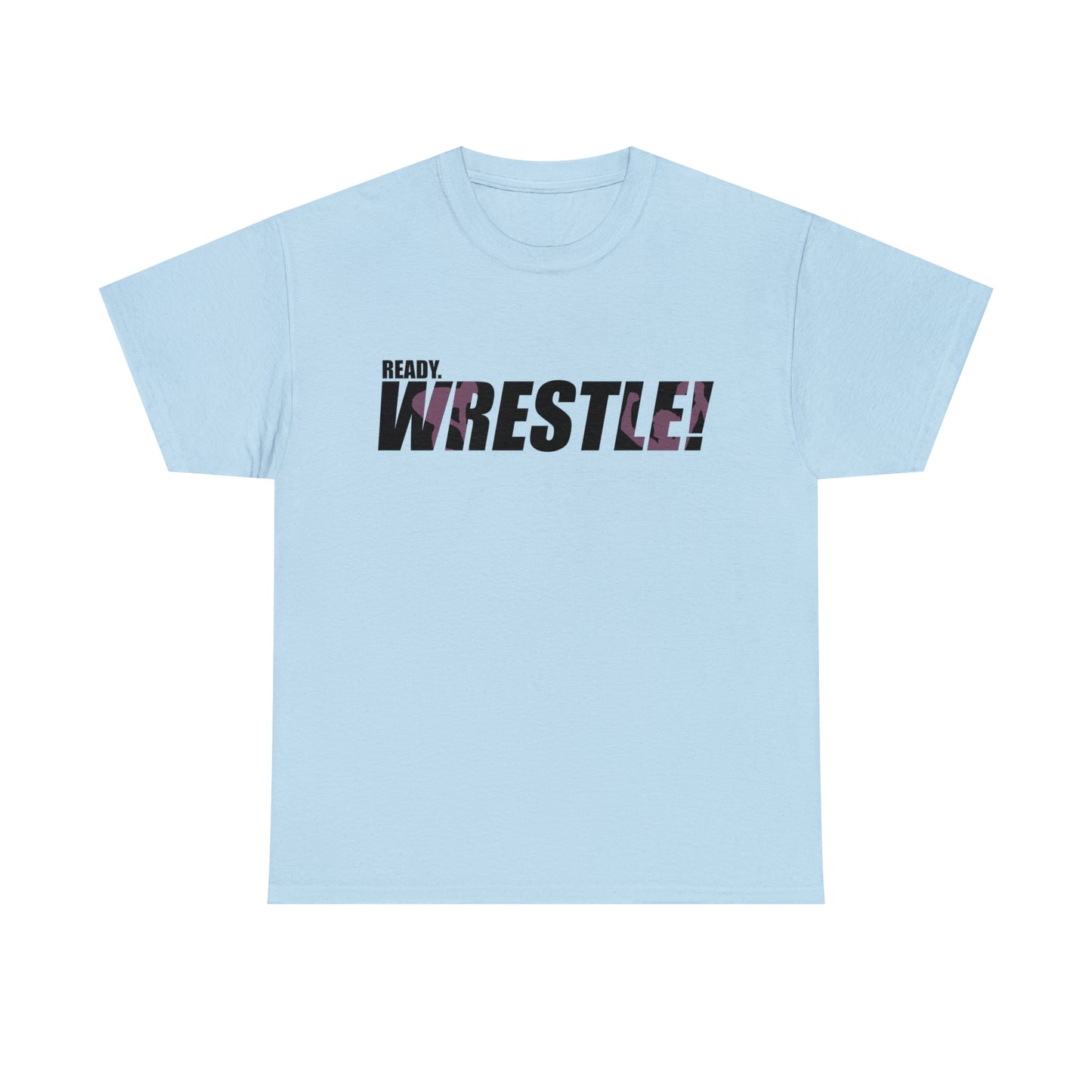 Ready. Wrestle! Black Logo w/Pink Silhouettes, Unisex Heavy Cotton Tee