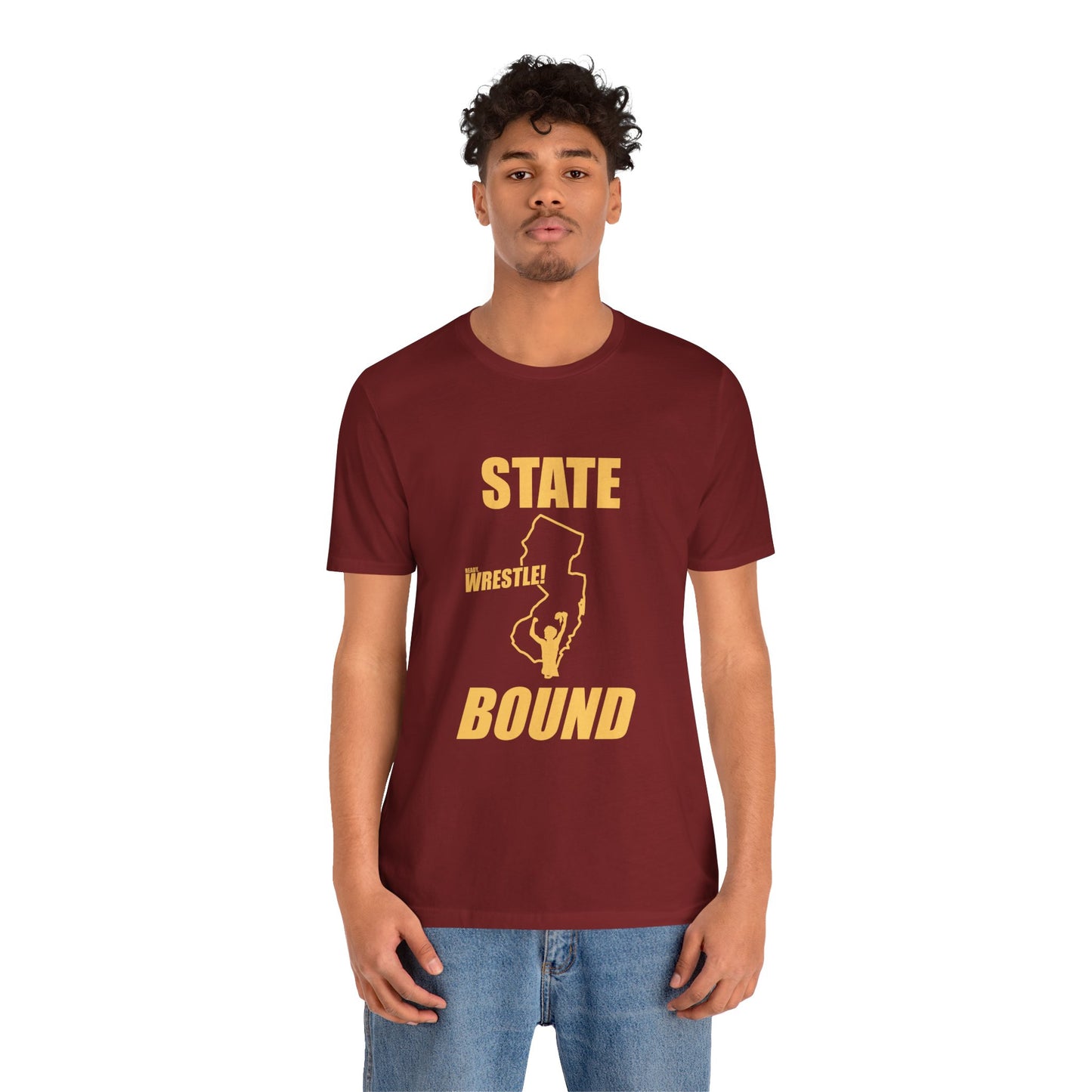 New Jersey State Bound, Gold Print, Bella+Canvas 3001, Unisex Jersey Short Sleeve Tee