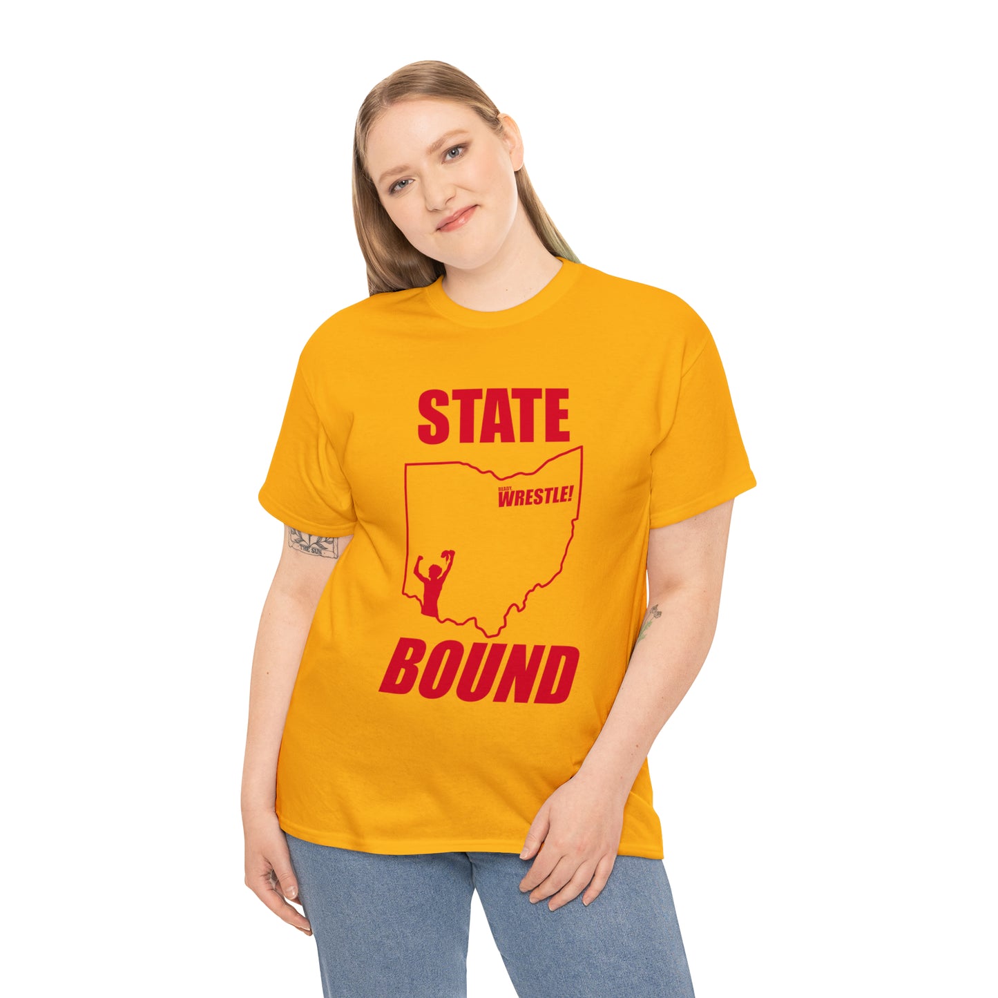 Ohio State Bound, Red Logo, Unisex Heavy Cotton Tee