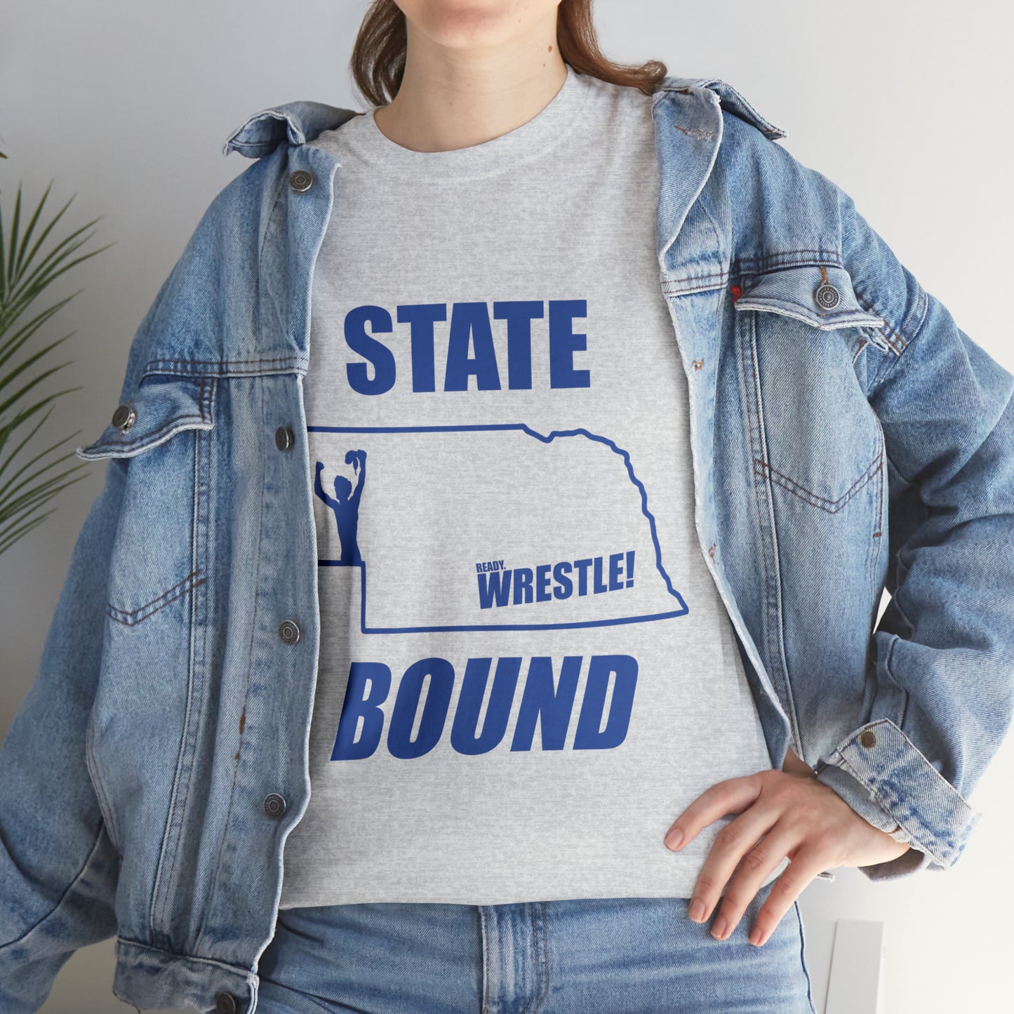 Nebraska State Bound, Royal Blue Logo, Unisex Heavy Cotton Tee