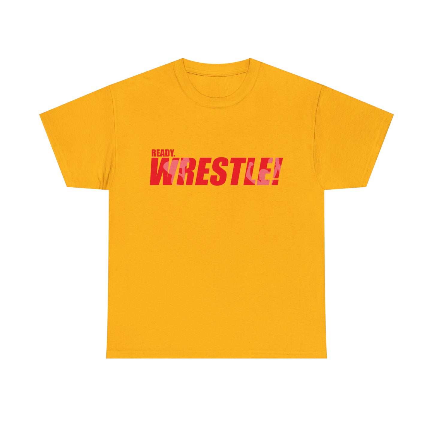 Ready. Wrestle! Red Logo w/White Silhouettes, Unisex Heavy Cotton Tee