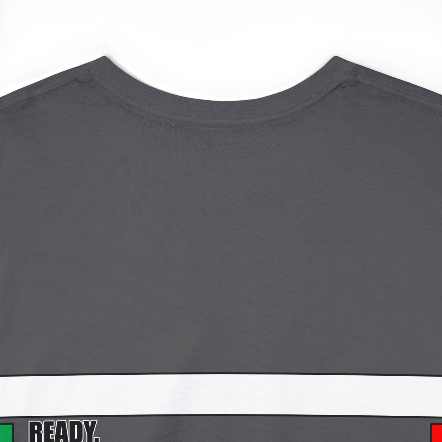 Ready. Wrestle!, Starting Lines on Back, Unisex Heavy Cotton Tee