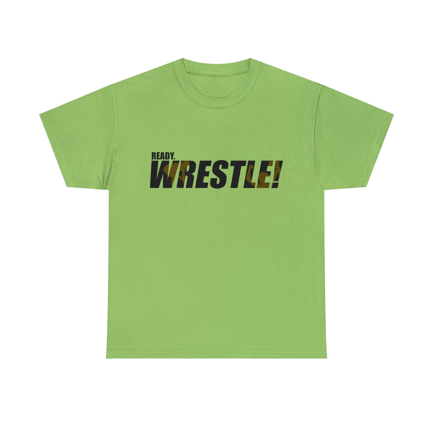 Ready. Wrestle! Black Logo w/Yellow Silhouettes, Unisex Heavy Cotton Tee