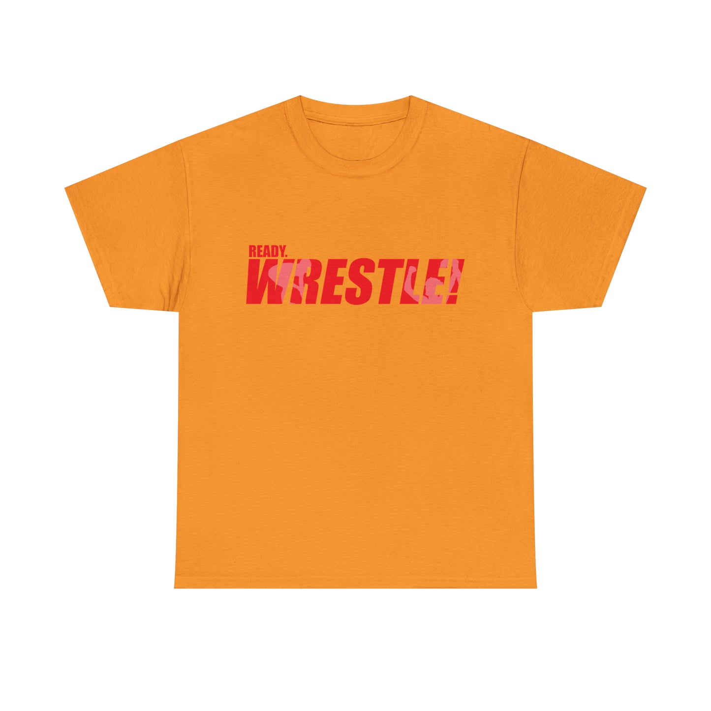Ready. Wrestle! Red Logo w/White Silhouettes, Unisex Heavy Cotton Tee