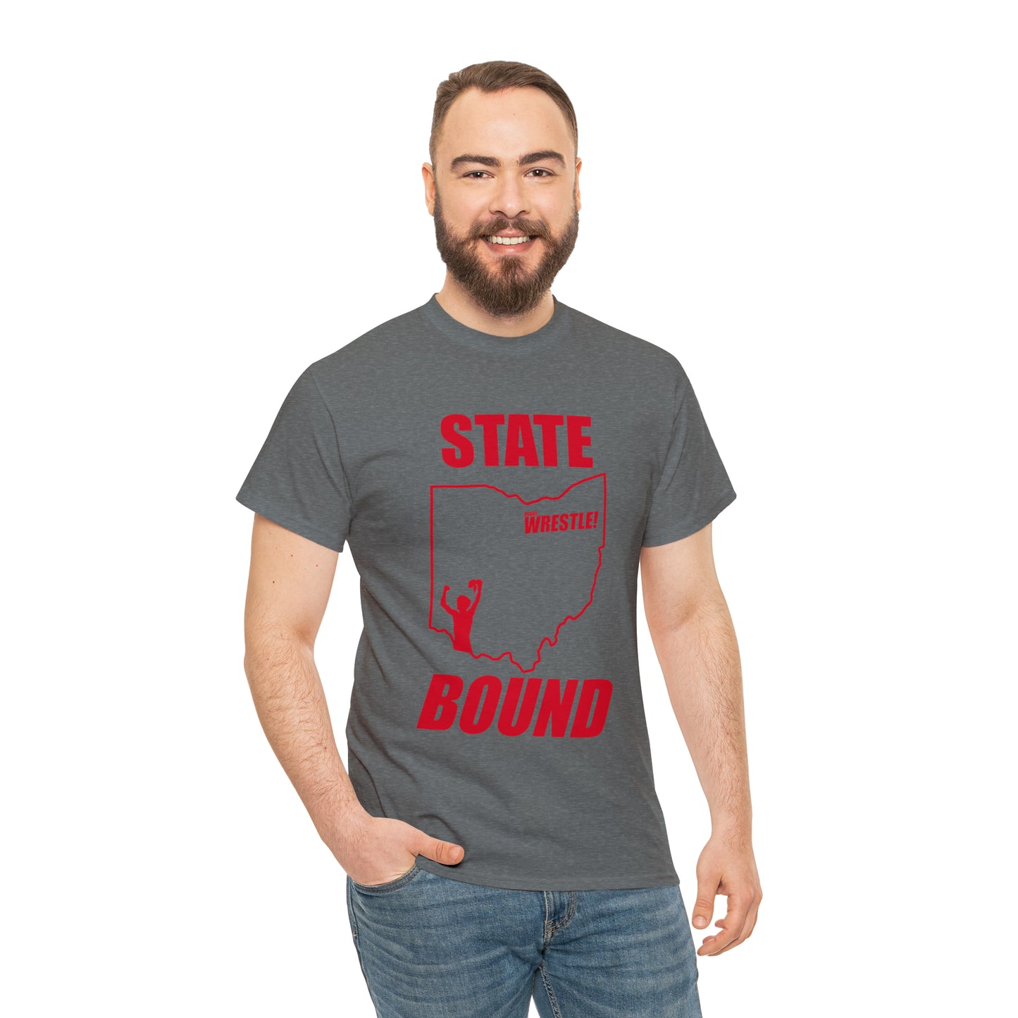 Ohio State Bound, Red Logo, Unisex Heavy Cotton Tee