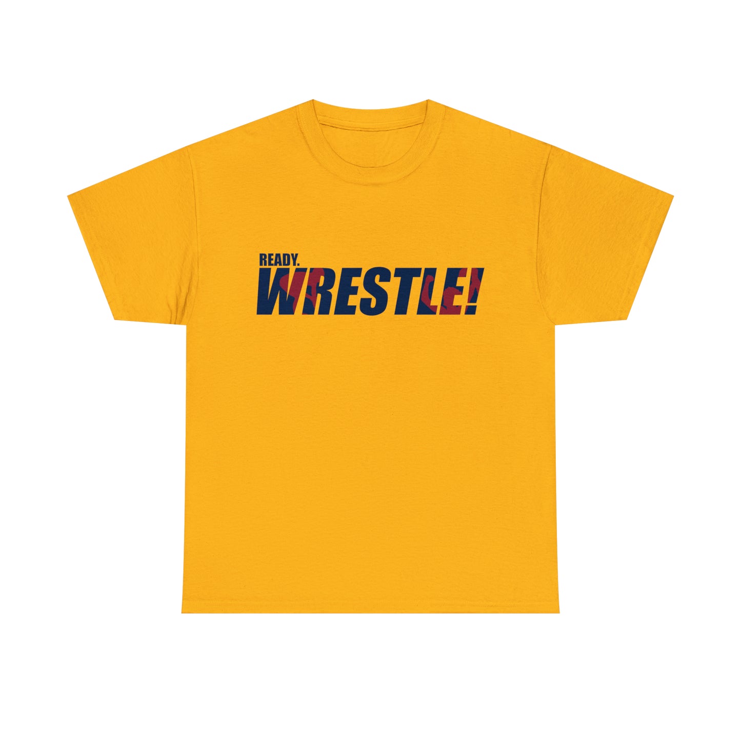 Ready. Wrestle! Navy Logo w/Red Silhouettes, Unisex Heavy Cotton Tee