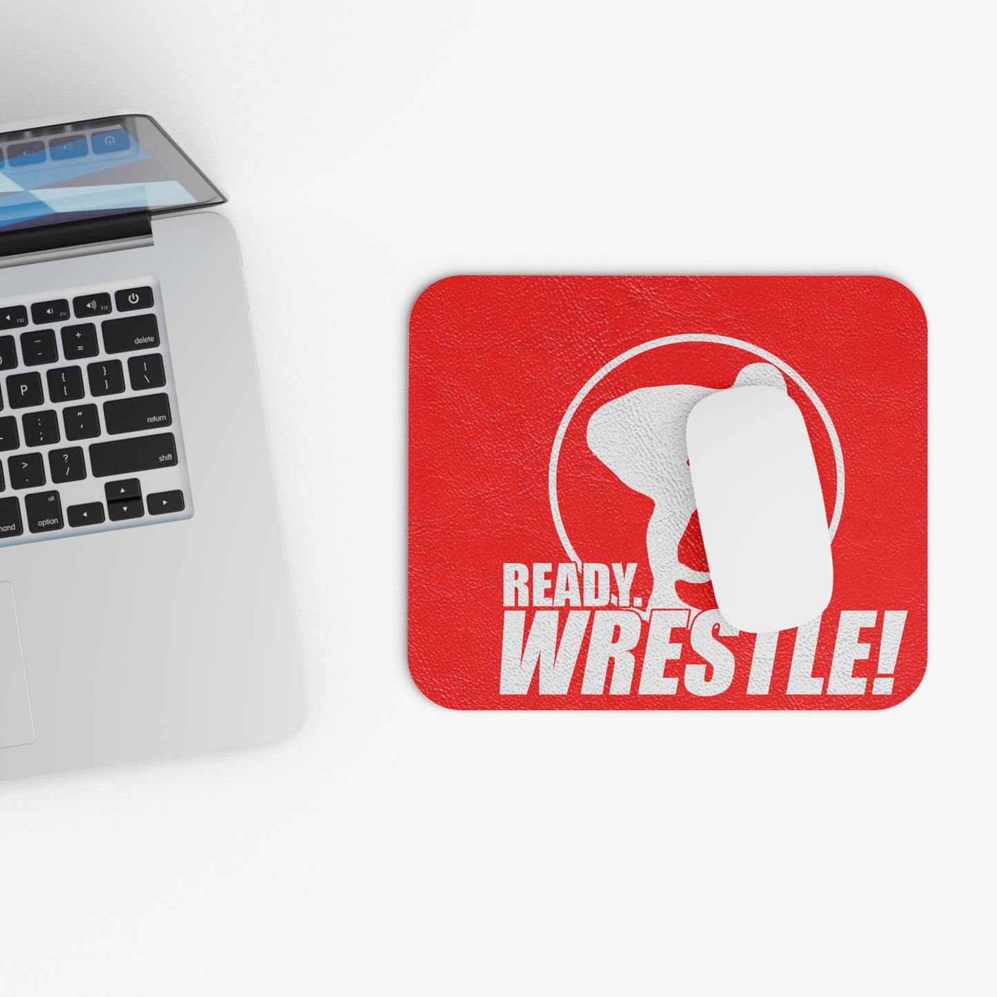 Ready. Wrestle! Mat Texture Mouse Pad - Red