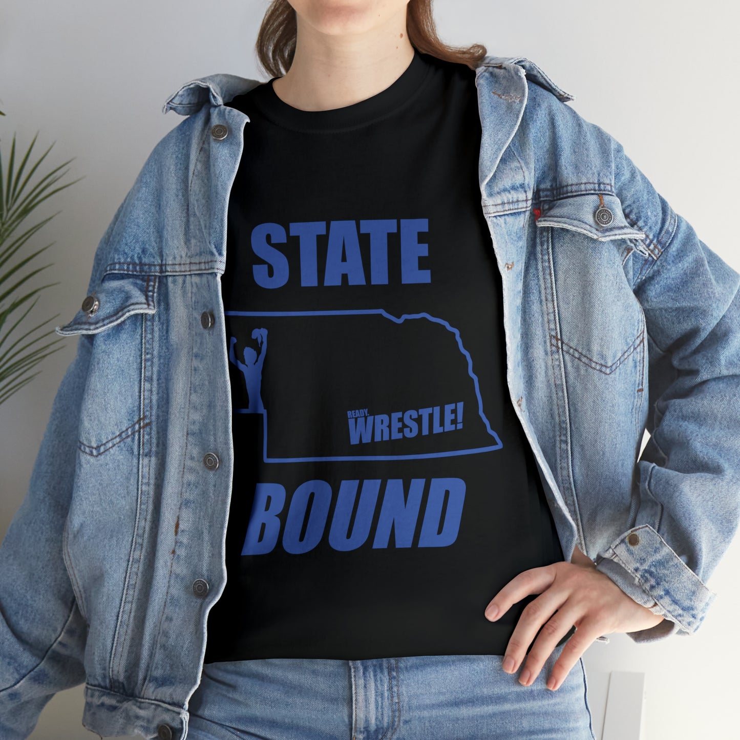 Nebraska State Bound, Royal Blue Logo, Unisex Heavy Cotton Tee