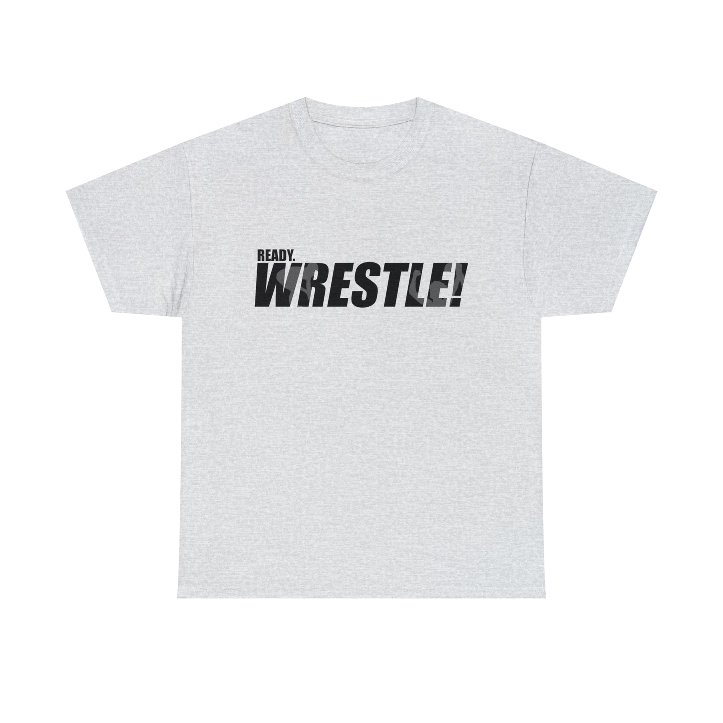 Ready. Wrestle! Black Logo w/White Silhouettes, Unisex Heavy Cotton Tee