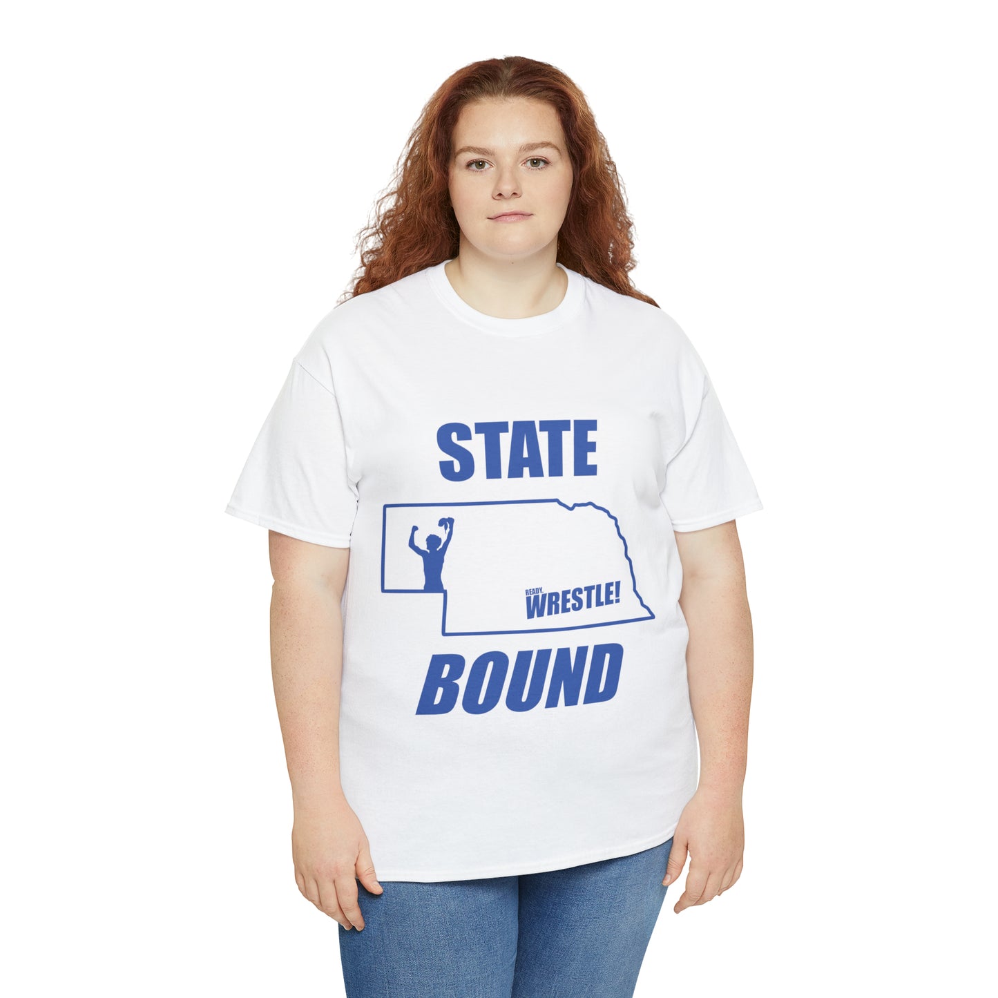 Nebraska State Bound, Royal Blue Logo, Unisex Heavy Cotton Tee