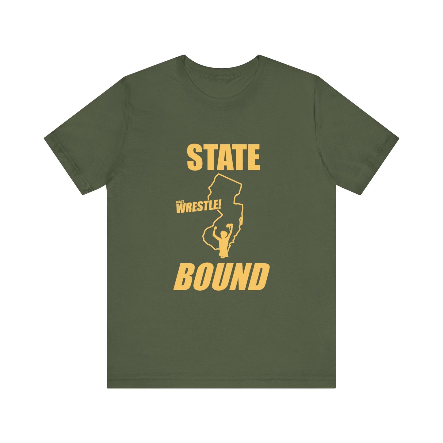 New Jersey State Bound, Gold Print, Bella+Canvas 3001, Unisex Jersey Short Sleeve Tee