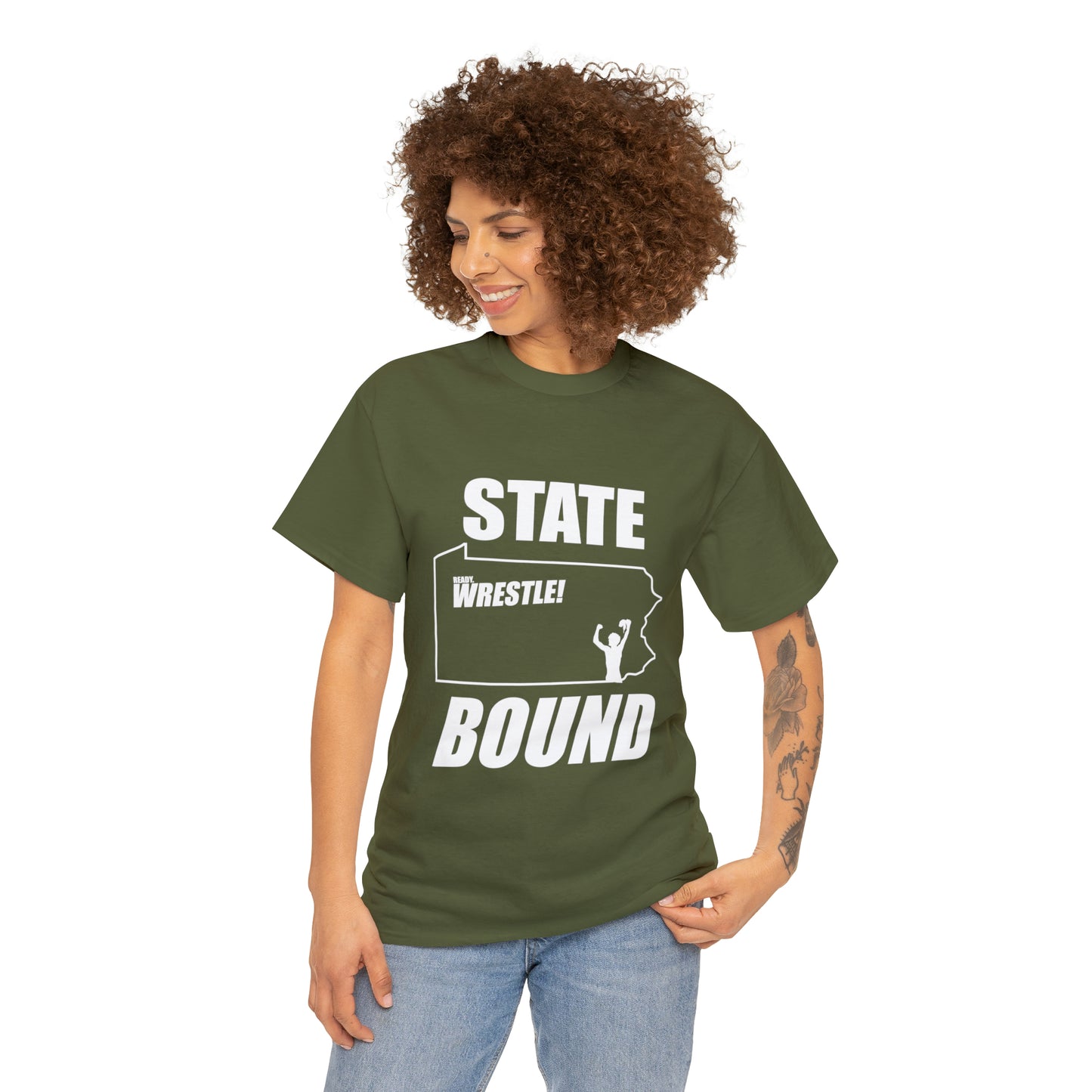 Pennsylvania State Bound, White Logo, Unisex Heavy Cotton Tee