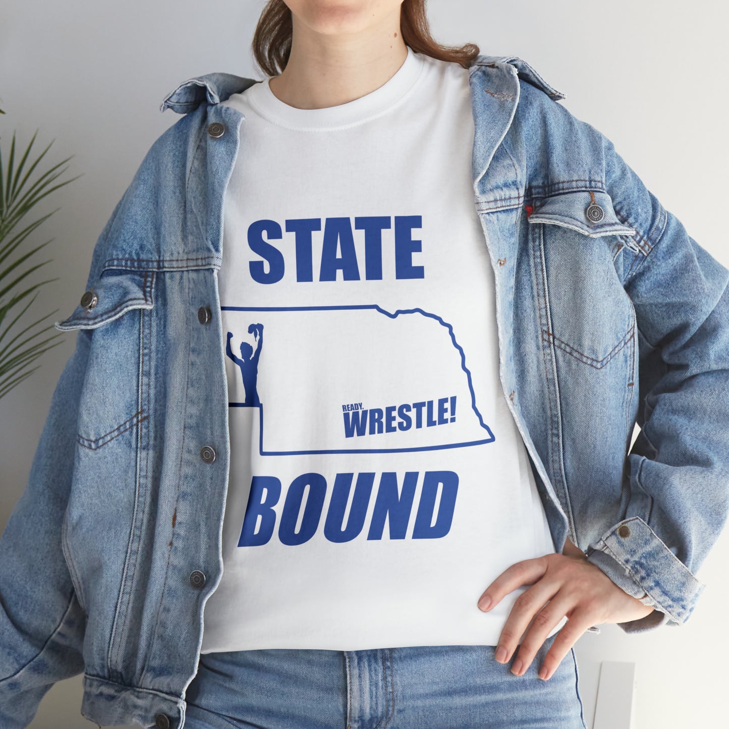 Nebraska State Bound, Royal Blue Logo, Unisex Heavy Cotton Tee