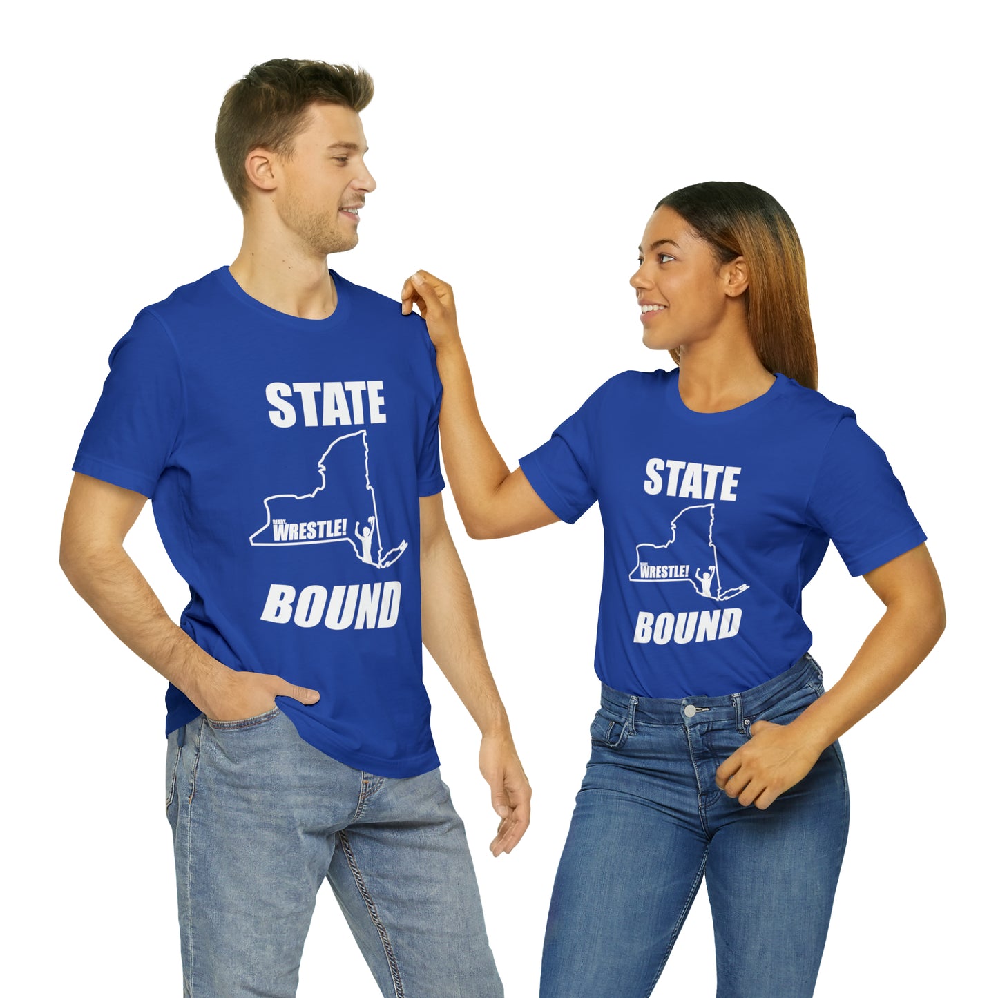 New York State Bound, Unisex Jersey Short Sleeve Tee, White Logo