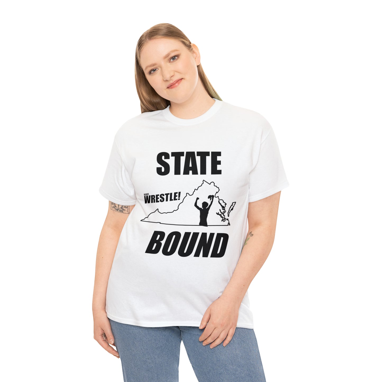 Virginia State Bound, Black Logo, Unisex Heavy Cotton Tee