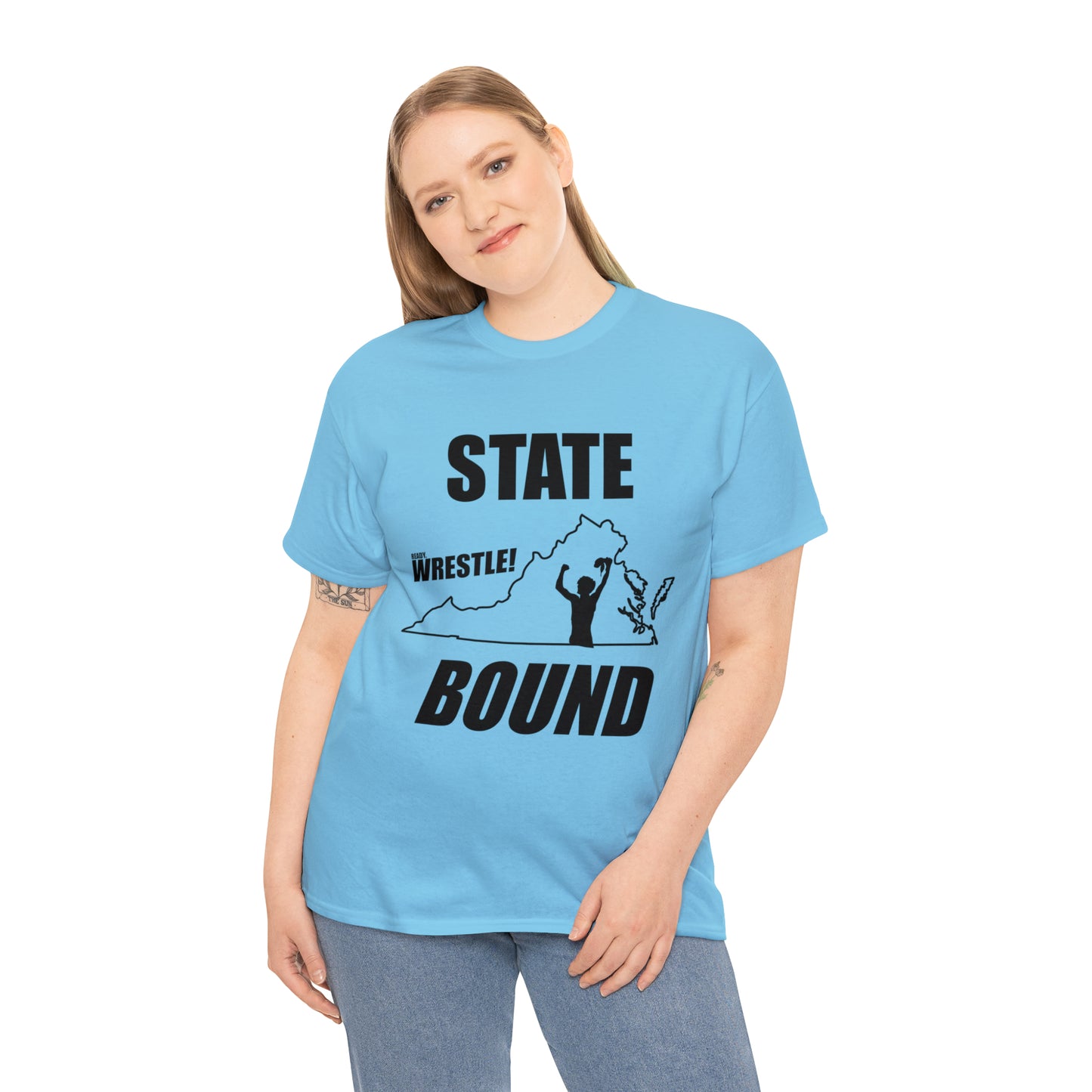 Virginia State Bound, Black Logo, Unisex Heavy Cotton Tee