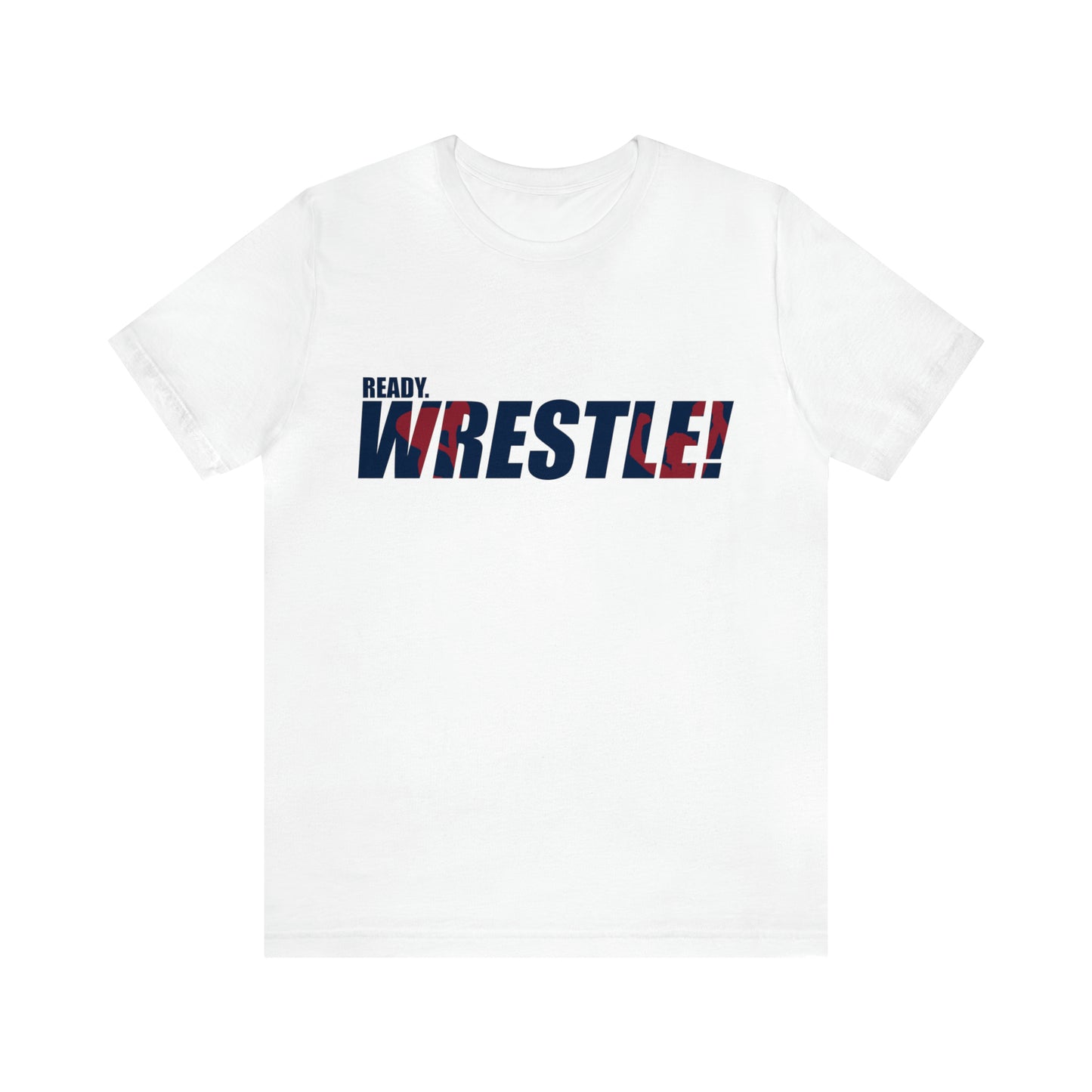 Ready. Wrestle! Navy Logo w/Red Silhouettes, Unisex Heavy Cotton Tee Bella+Canvas