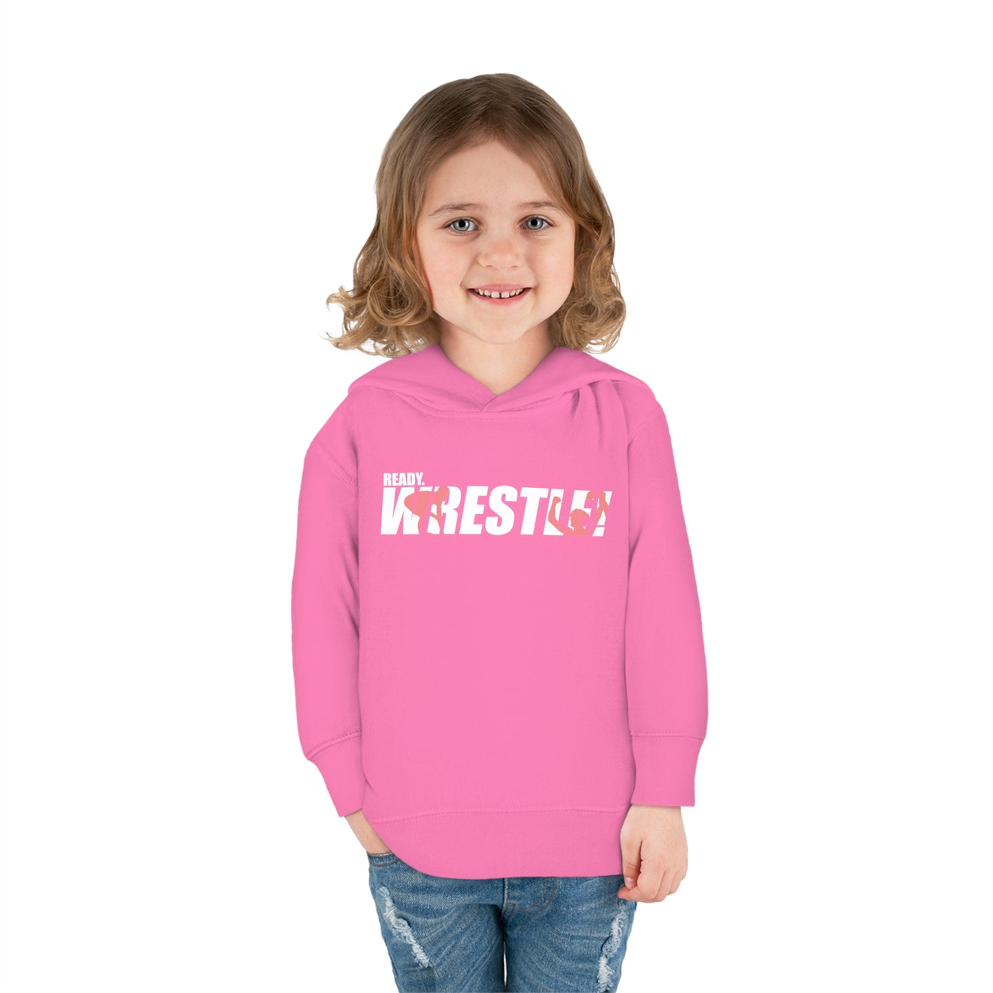 Ready. Wrestle! Toddler Pullover Fleece Hoodie, Red/White Logo