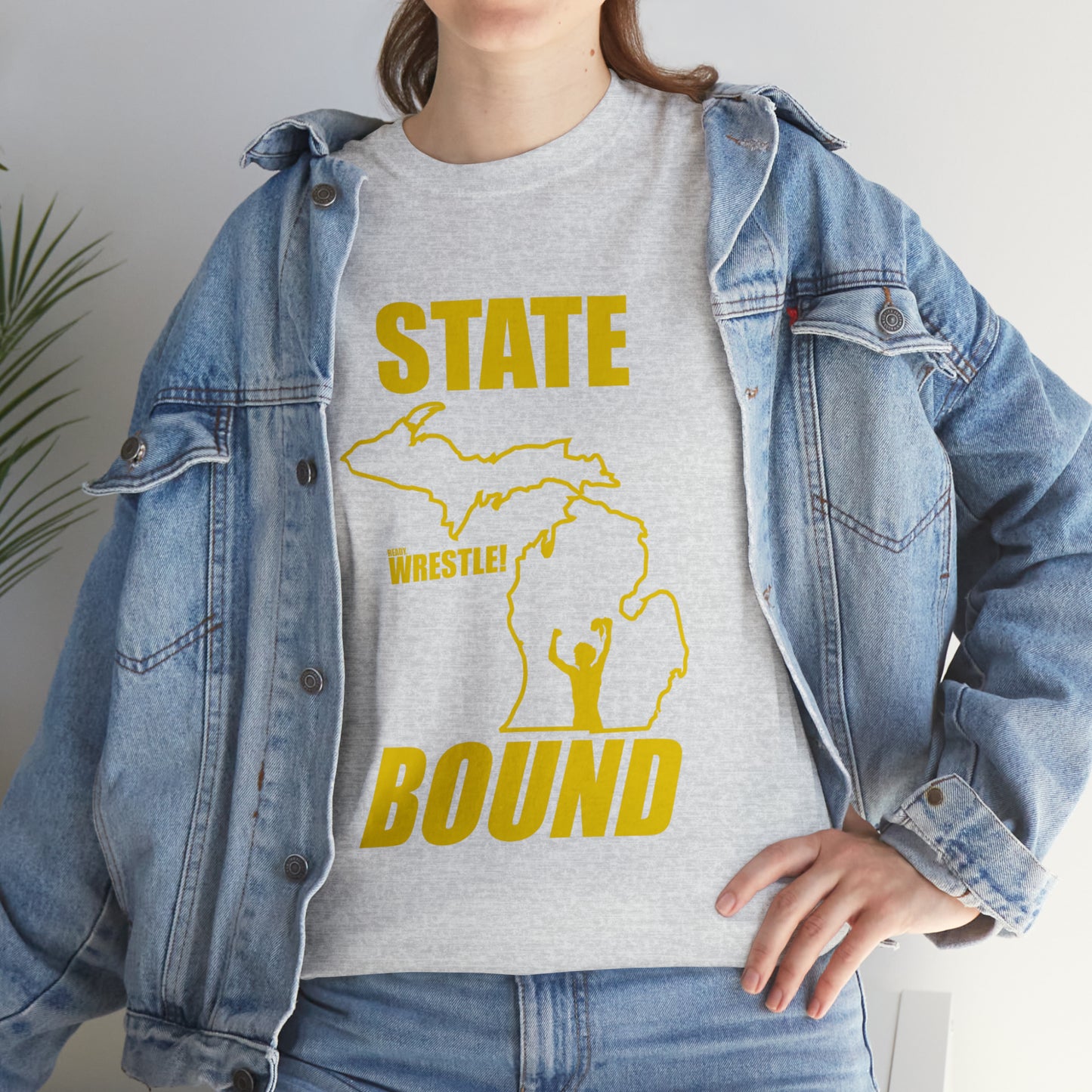 Michigan State Bound, Gold Logo, Unisex Heavy Cotton Tee