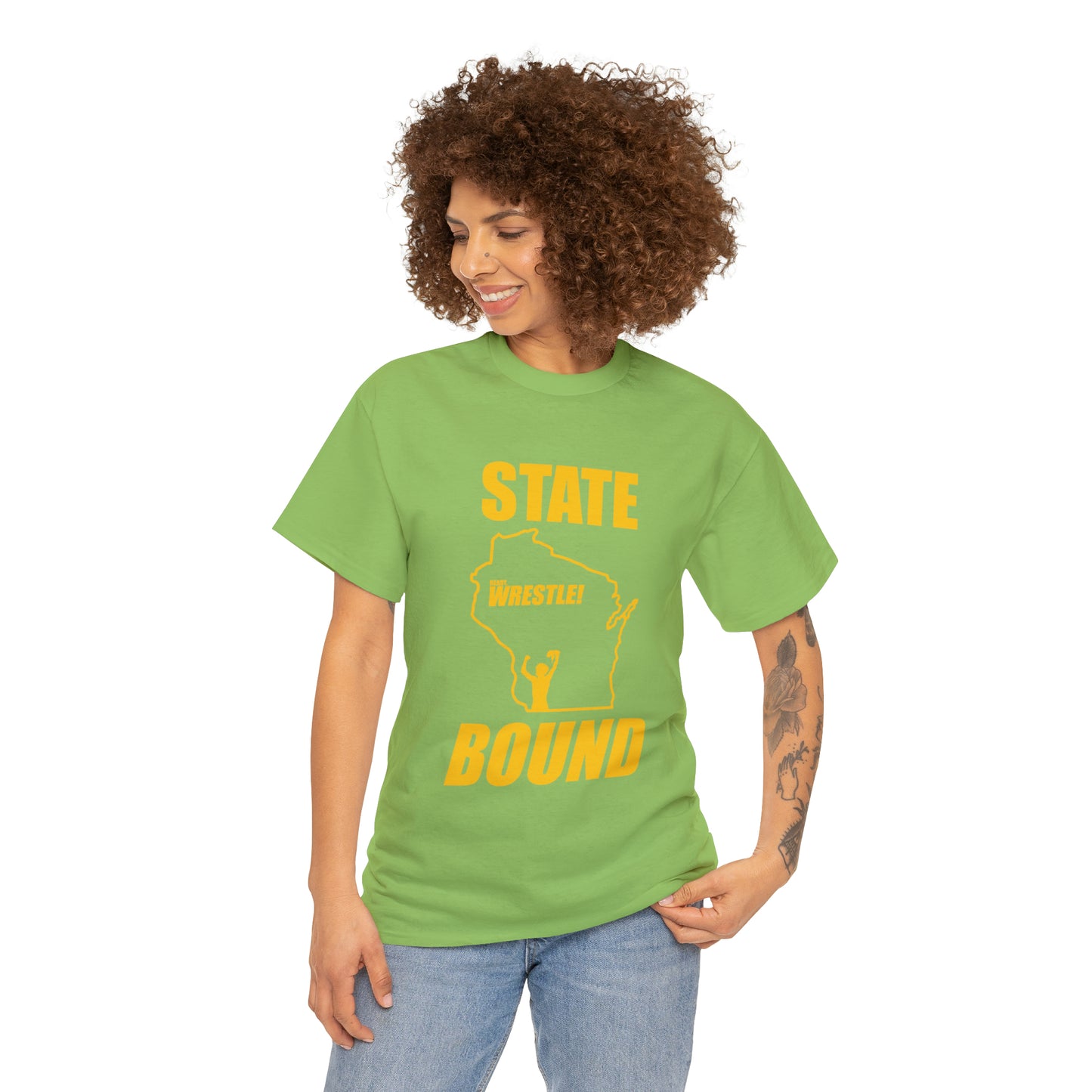 Wisconsin State Bound, Gold Logo, Unisex Heavy Cotton Tee