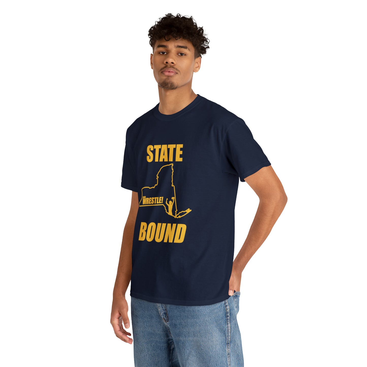 New York State Bound, Gold Logo, Unisex Heavy Cotton Tee