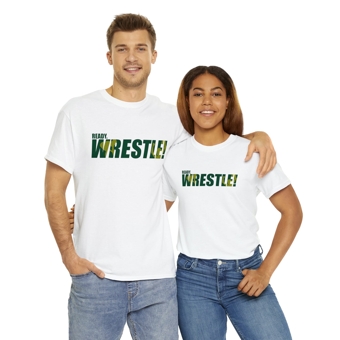 Ready. Wrestle! Green/Gold Logo, Unisex Heavy Cotton Tee