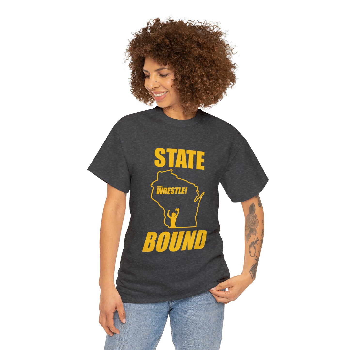 Wisconsin State Bound, Gold Logo, Unisex Heavy Cotton Tee