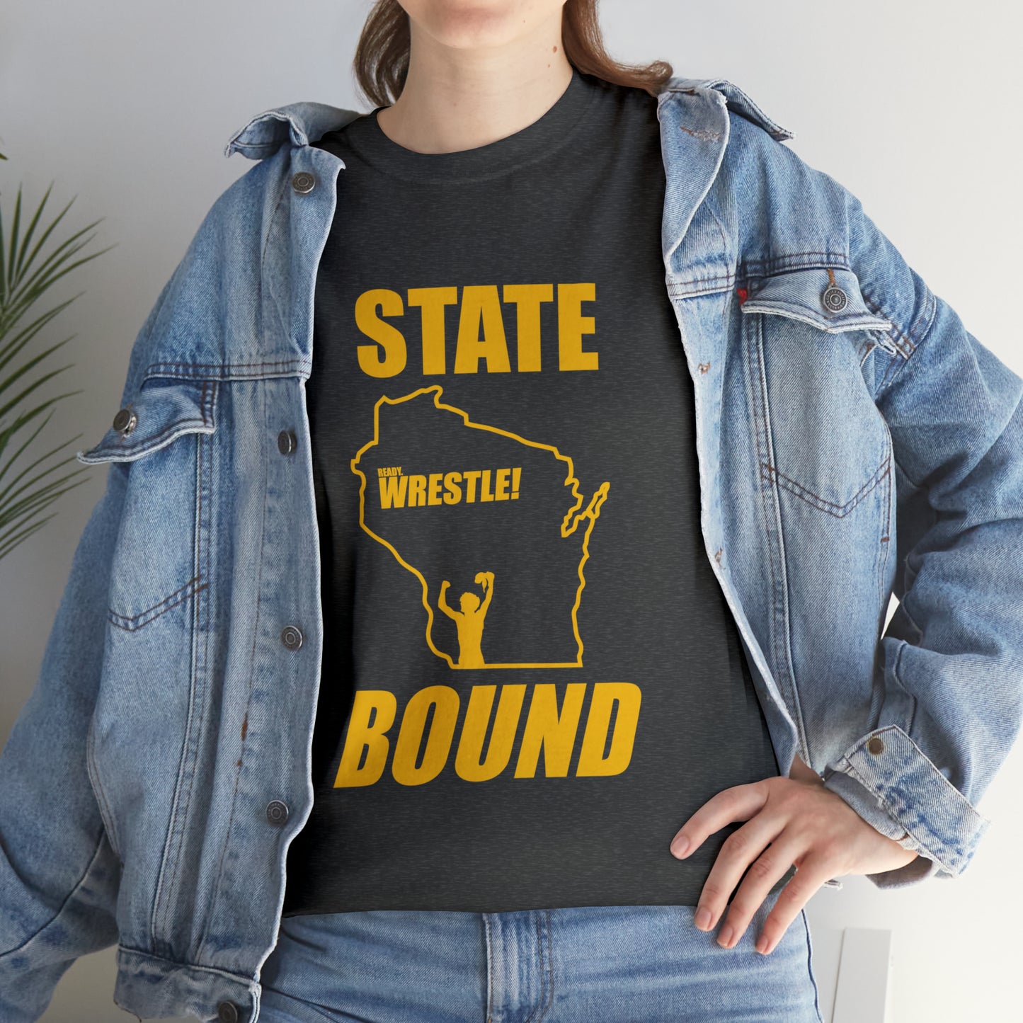 Wisconsin State Bound, Gold Logo, Unisex Heavy Cotton Tee