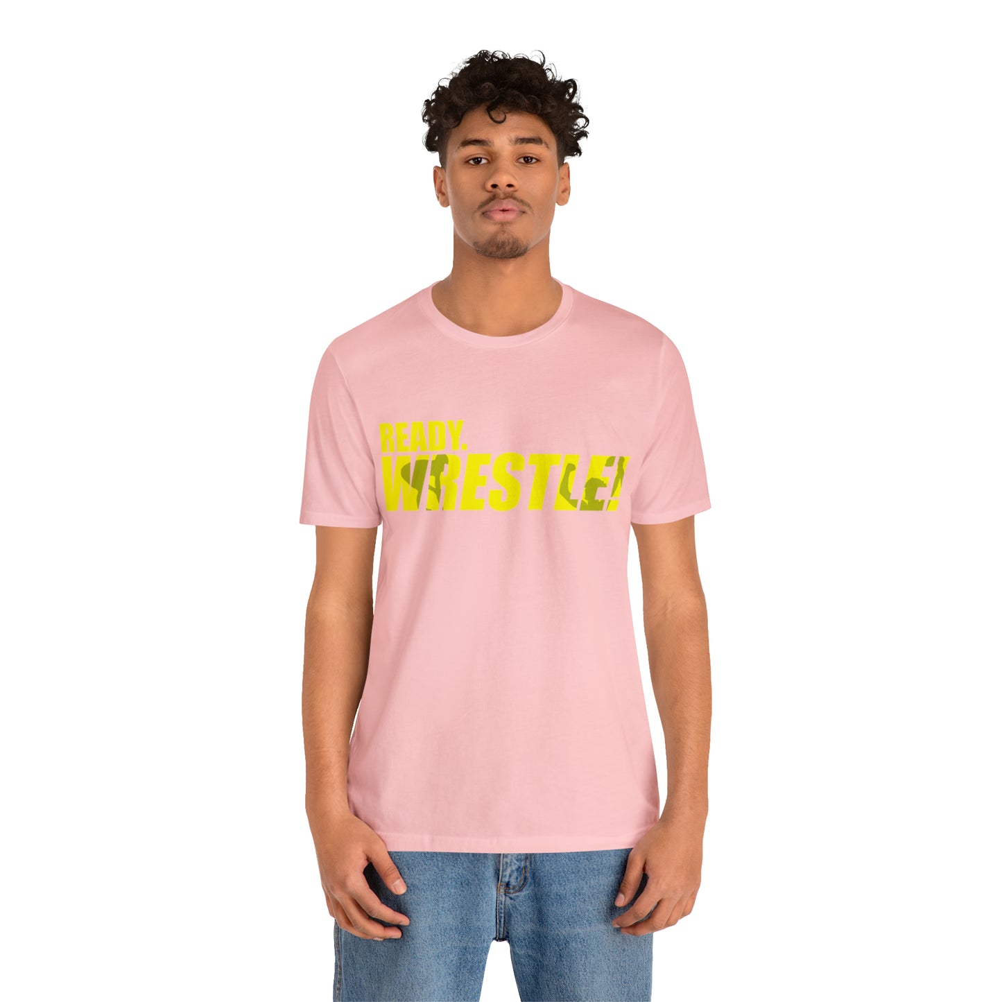 Ready. Wrestle! Gold Logo with Green, Unisex Jersey Short Sleeve Tee