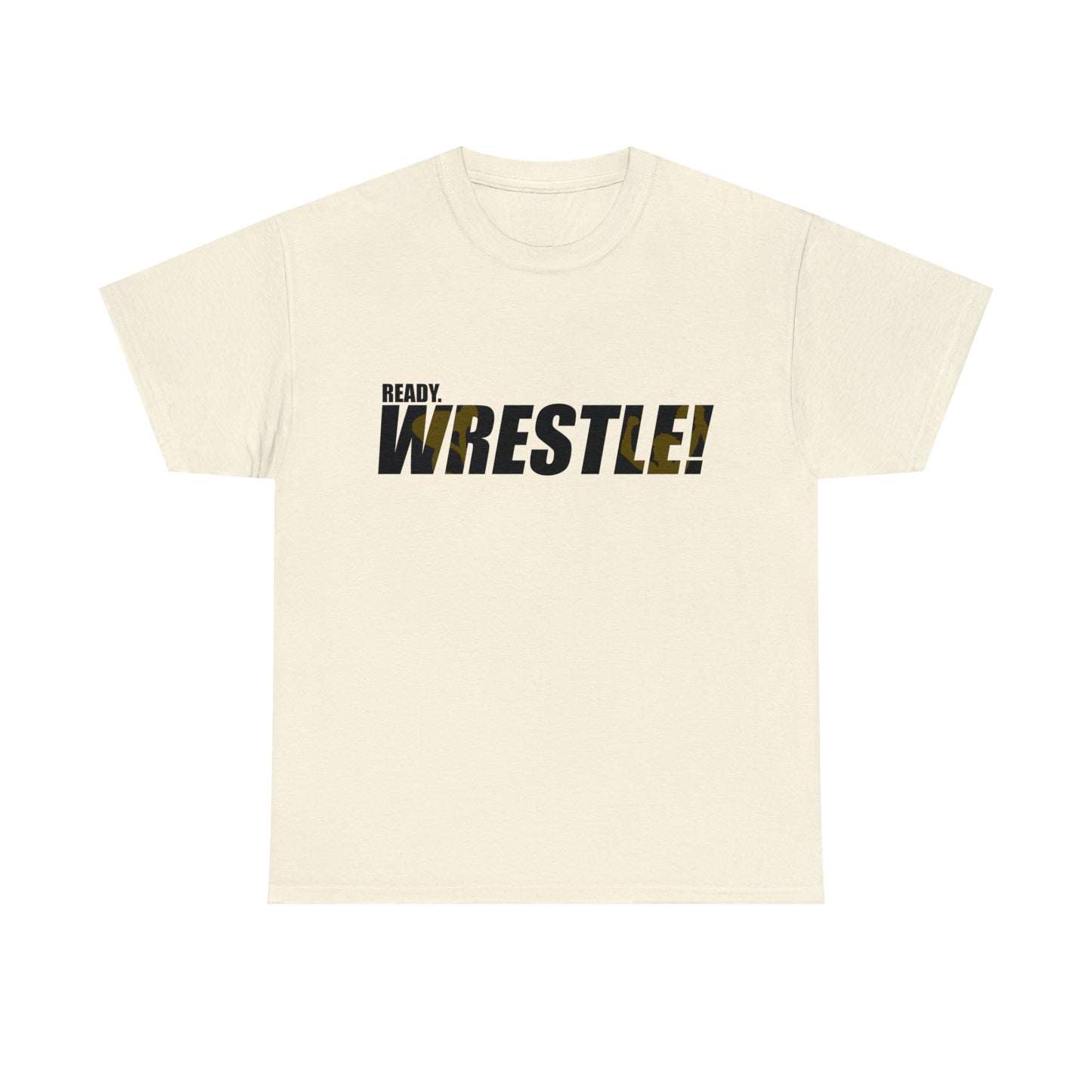 Ready. Wrestle! Black Logo w/Yellow Silhouettes, Unisex Heavy Cotton Tee