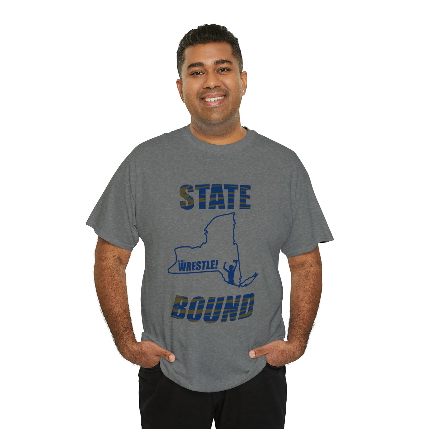 New York State Bound, Blue Logo, Tiger stripes, Unisex Heavy Cotton Tee