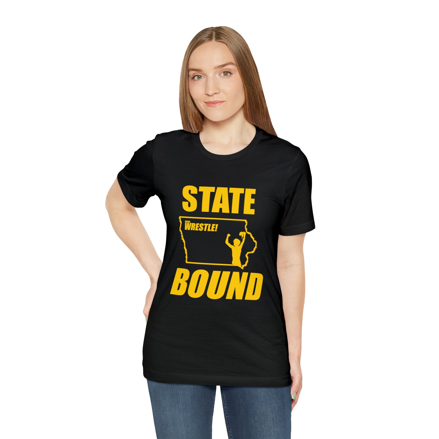 Iowa State Bound, Unisex Jersey Short Sleeve Tee, Gold Logo