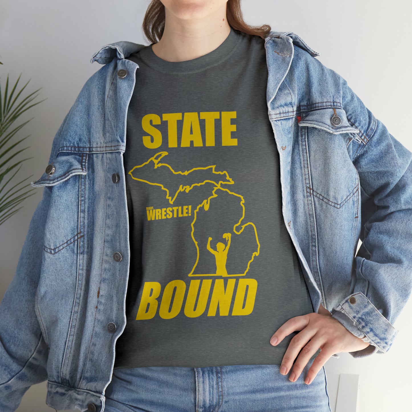 Michigan State Bound, Gold Logo, Unisex Heavy Cotton Tee