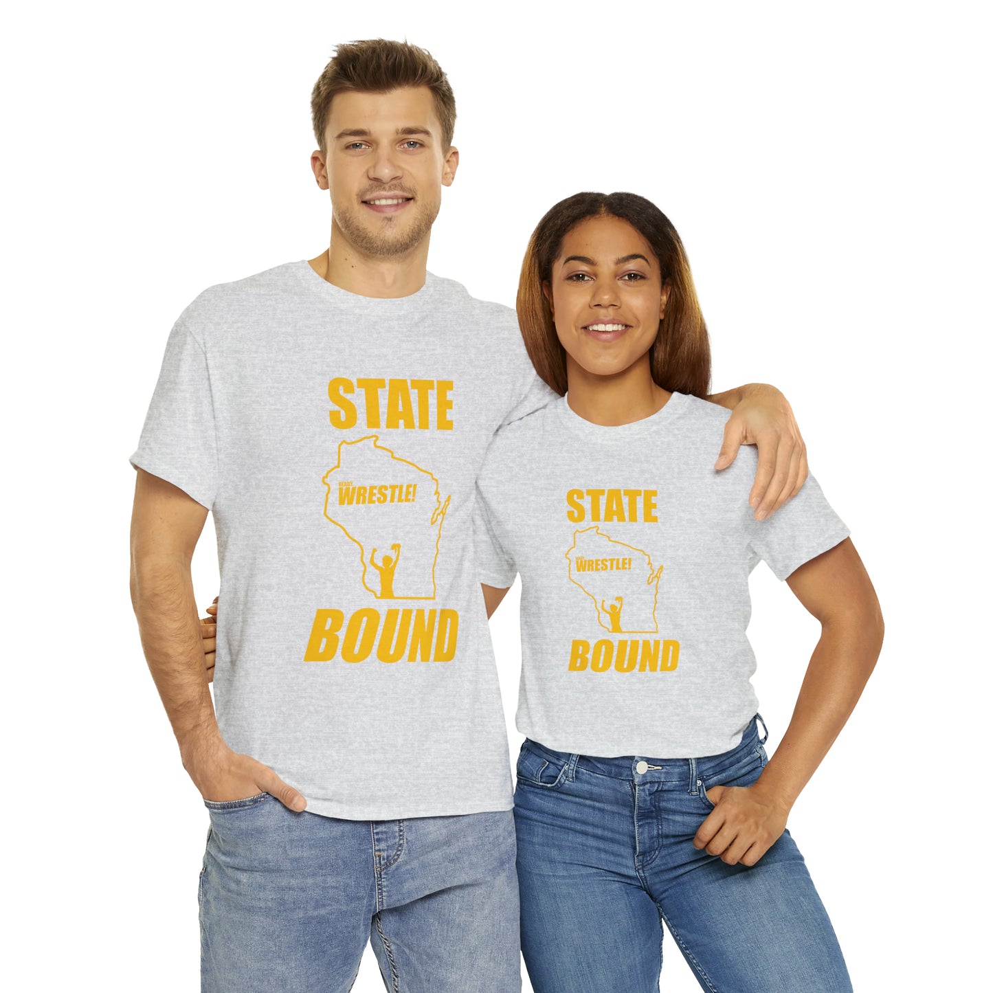 Wisconsin State Bound, Gold Logo, Unisex Heavy Cotton Tee