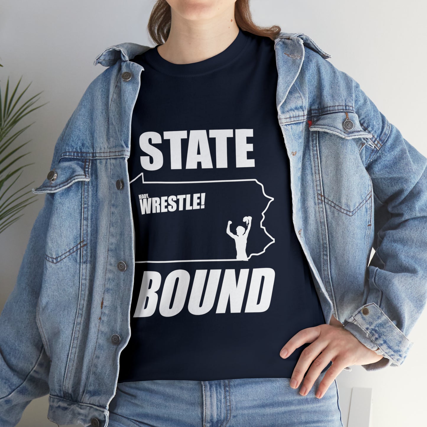 Pennsylvania State Bound, White Logo, Unisex Heavy Cotton Tee