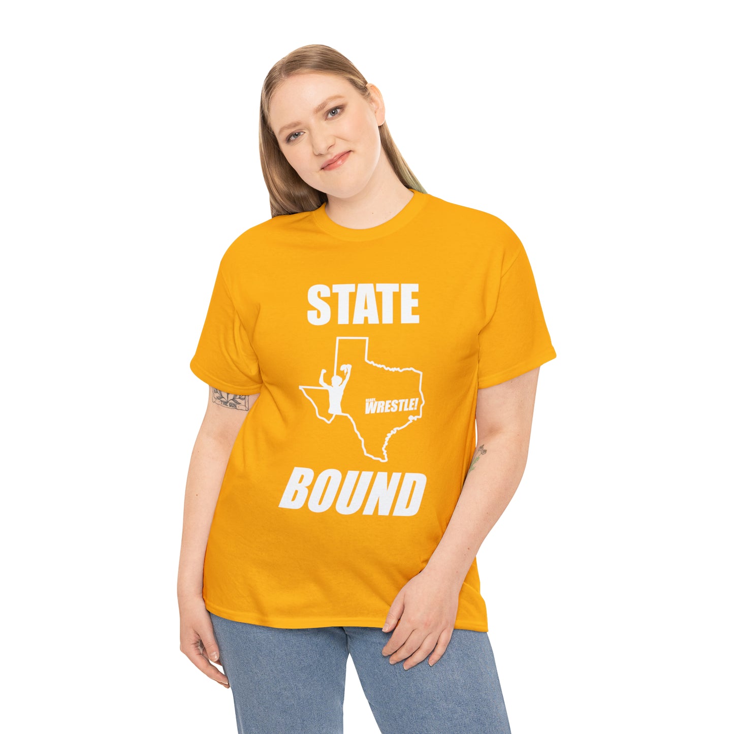 Texas State Bound, White Logo, Unisex Heavy Cotton Tee