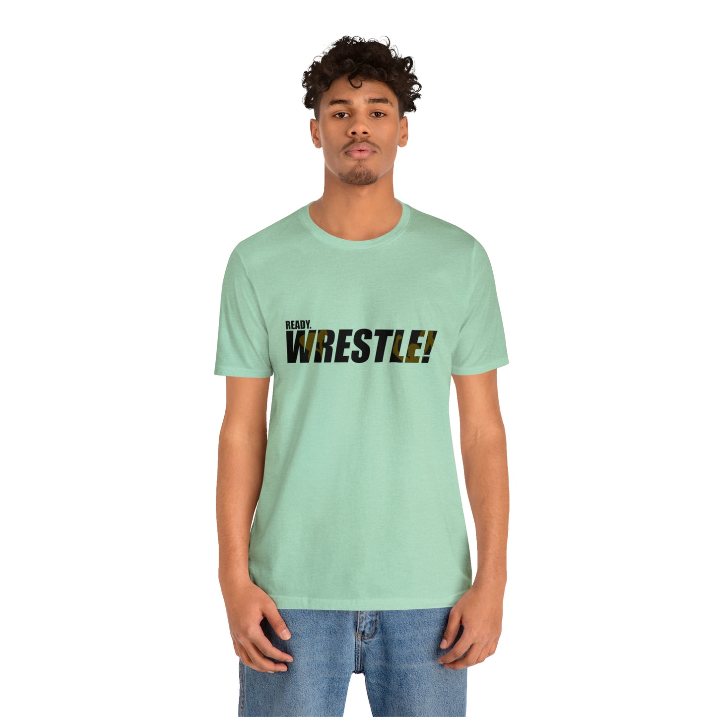 Ready. Wrestle! Black Logo w/Yellow Silhouettes, Unisex Heavy Cotton Tee Bella+Canvas