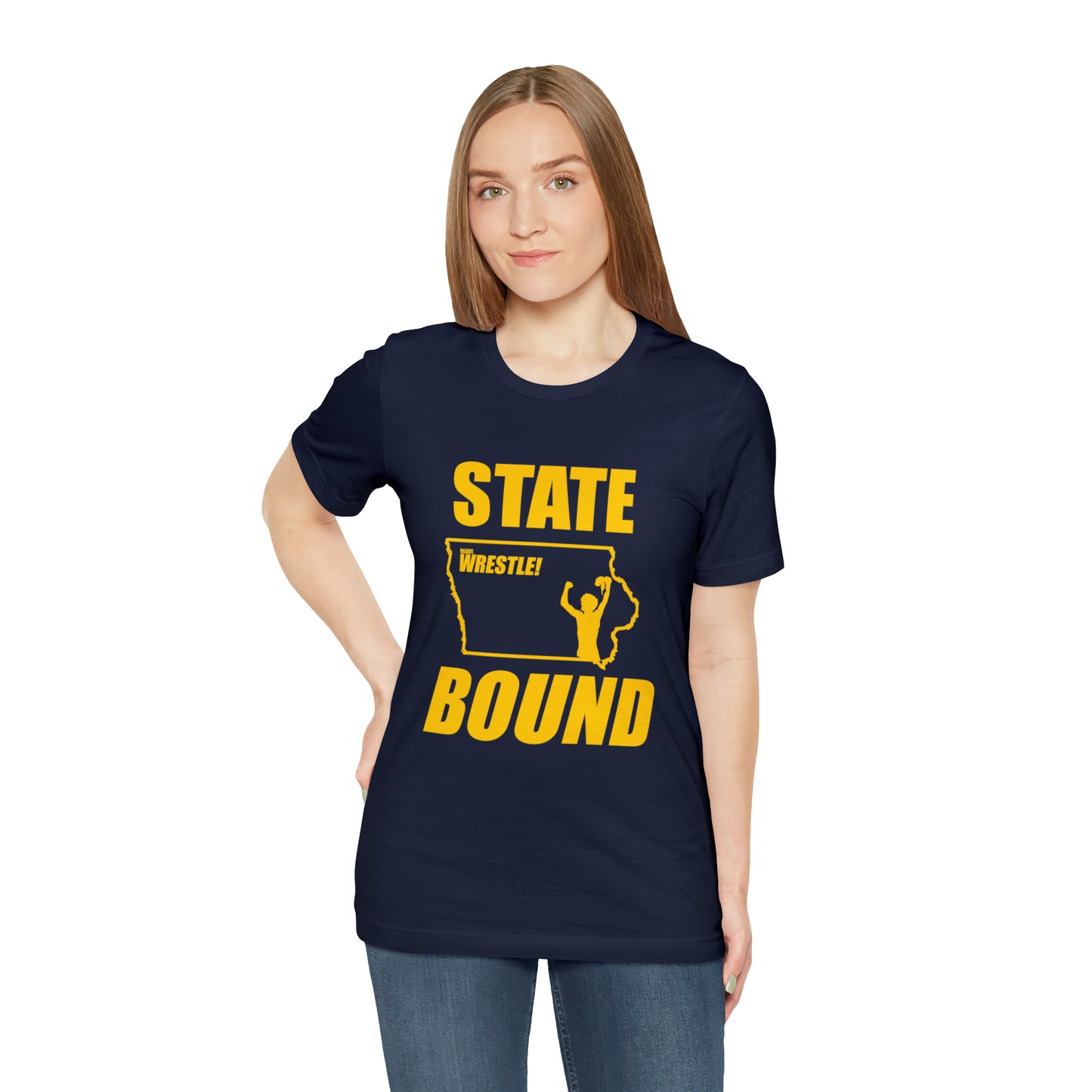 Iowa State Bound, Unisex Jersey Short Sleeve Tee, Gold Logo