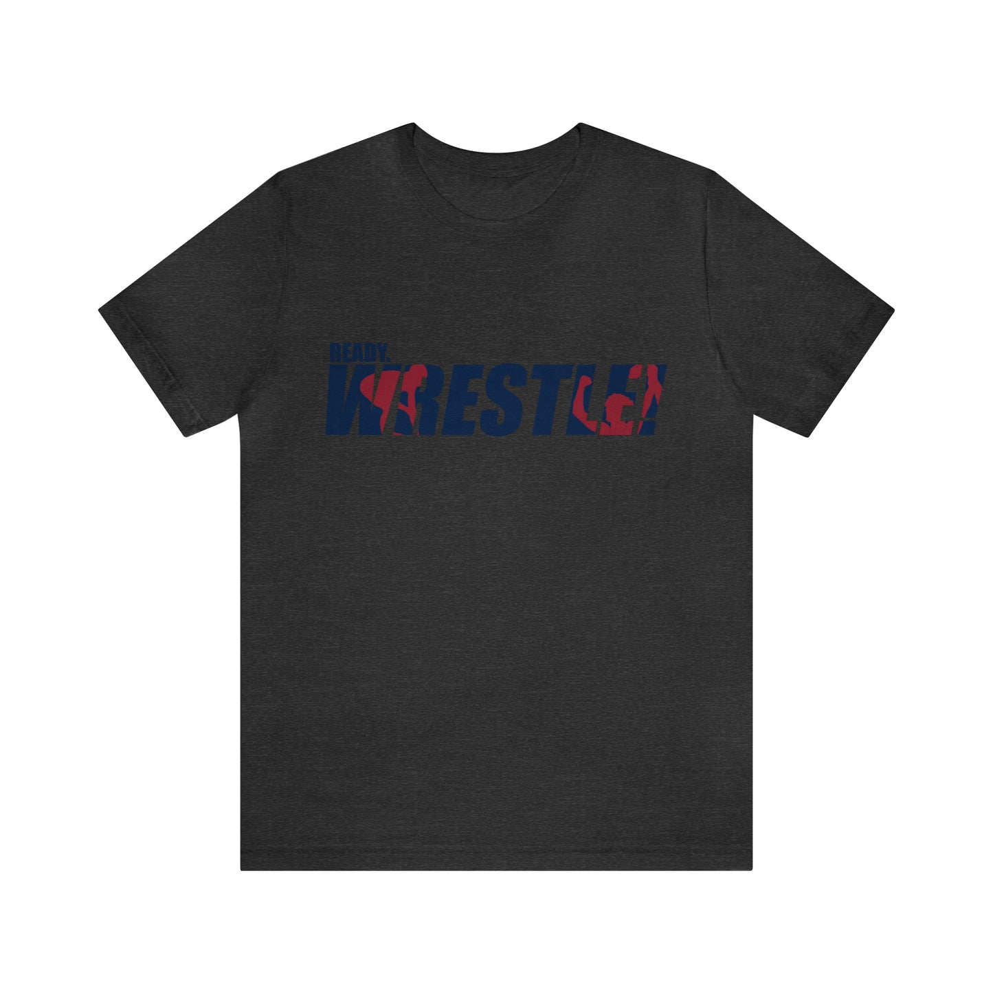 Ready. Wrestle! Navy Logo w/Red Silhouettes, Unisex Heavy Cotton Tee Bella+Canvas