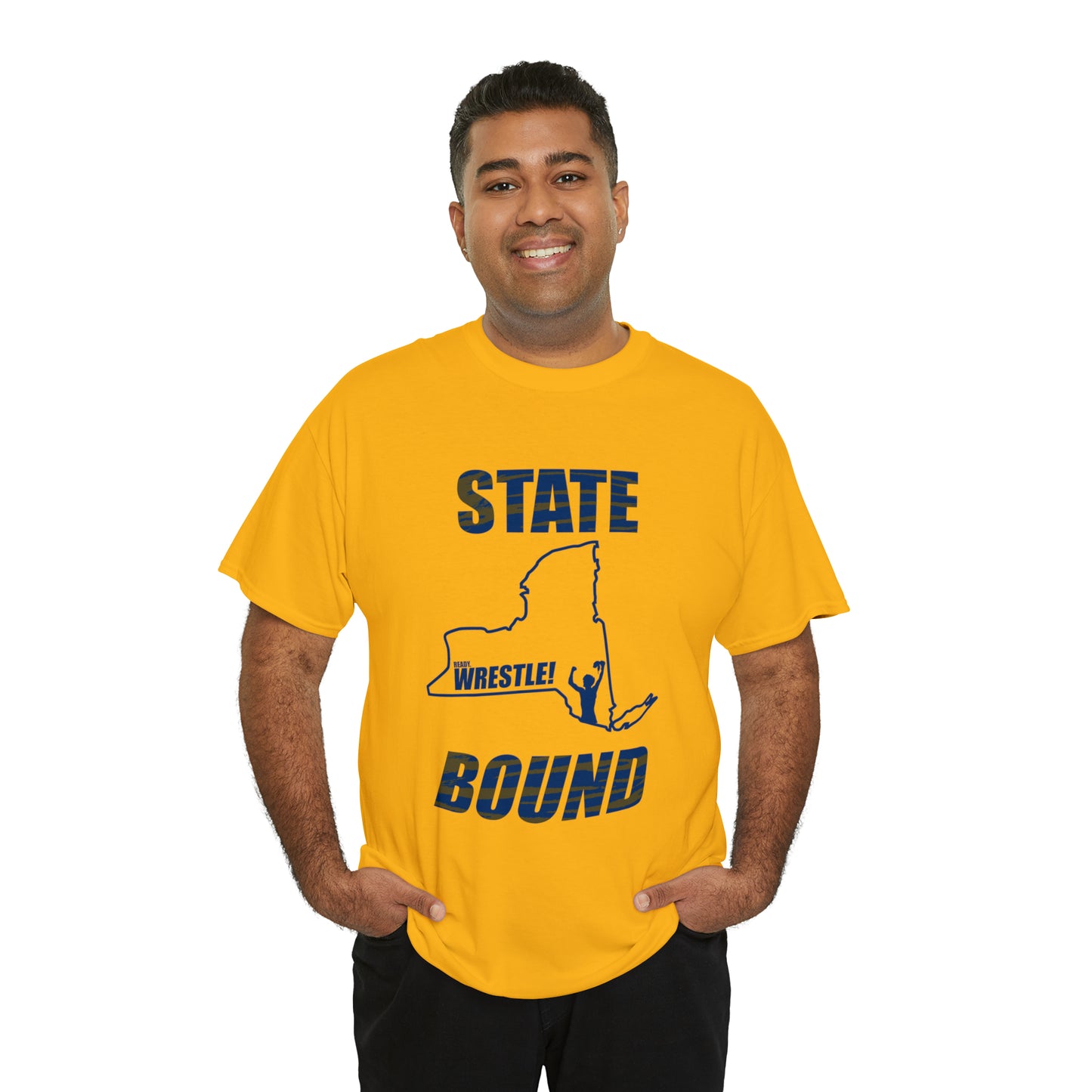 New York State Bound, Blue Logo, Tiger stripes, Unisex Heavy Cotton Tee