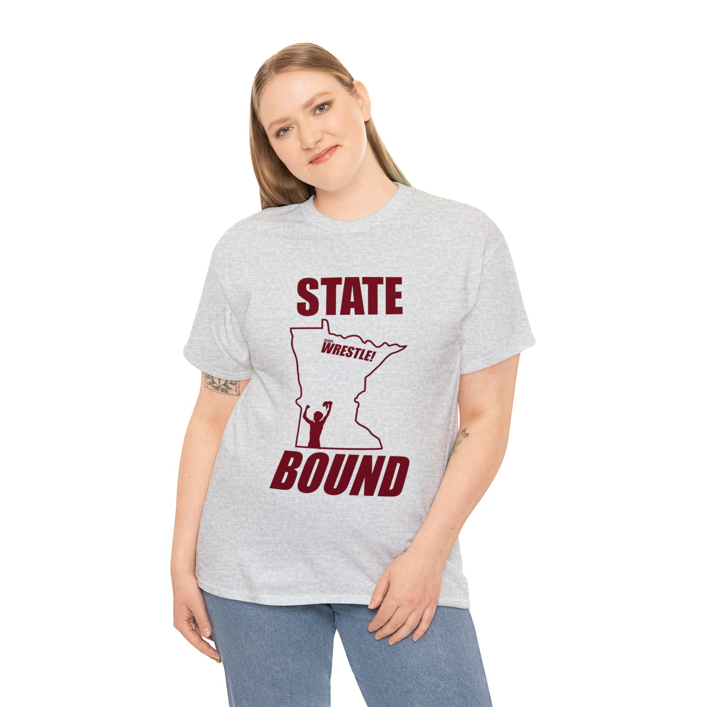 Minnetsota State Bound, Maroon Logo, Unisex Heavy Cotton Tee