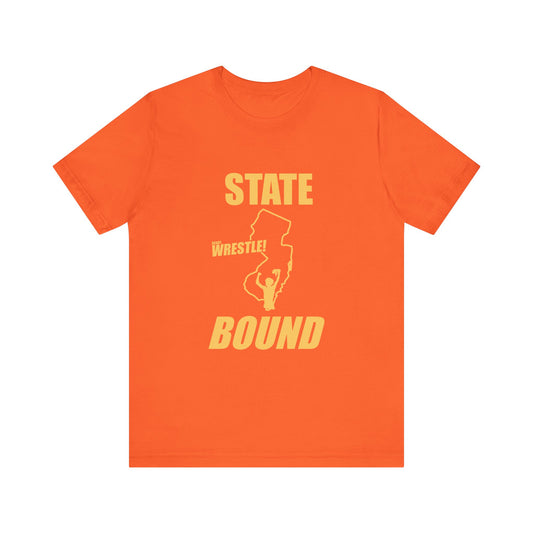 New Jersey State Bound, Gold Print, Bella+Canvas 3001, Unisex Jersey Short Sleeve Tee
