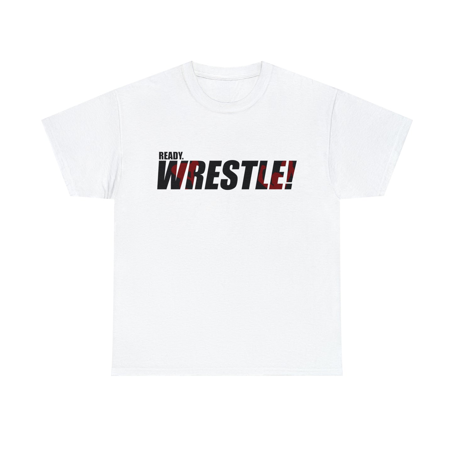 Ready. Wrestle! Black Logo w/Red Silhouettes, Unisex Heavy Cotton Tee