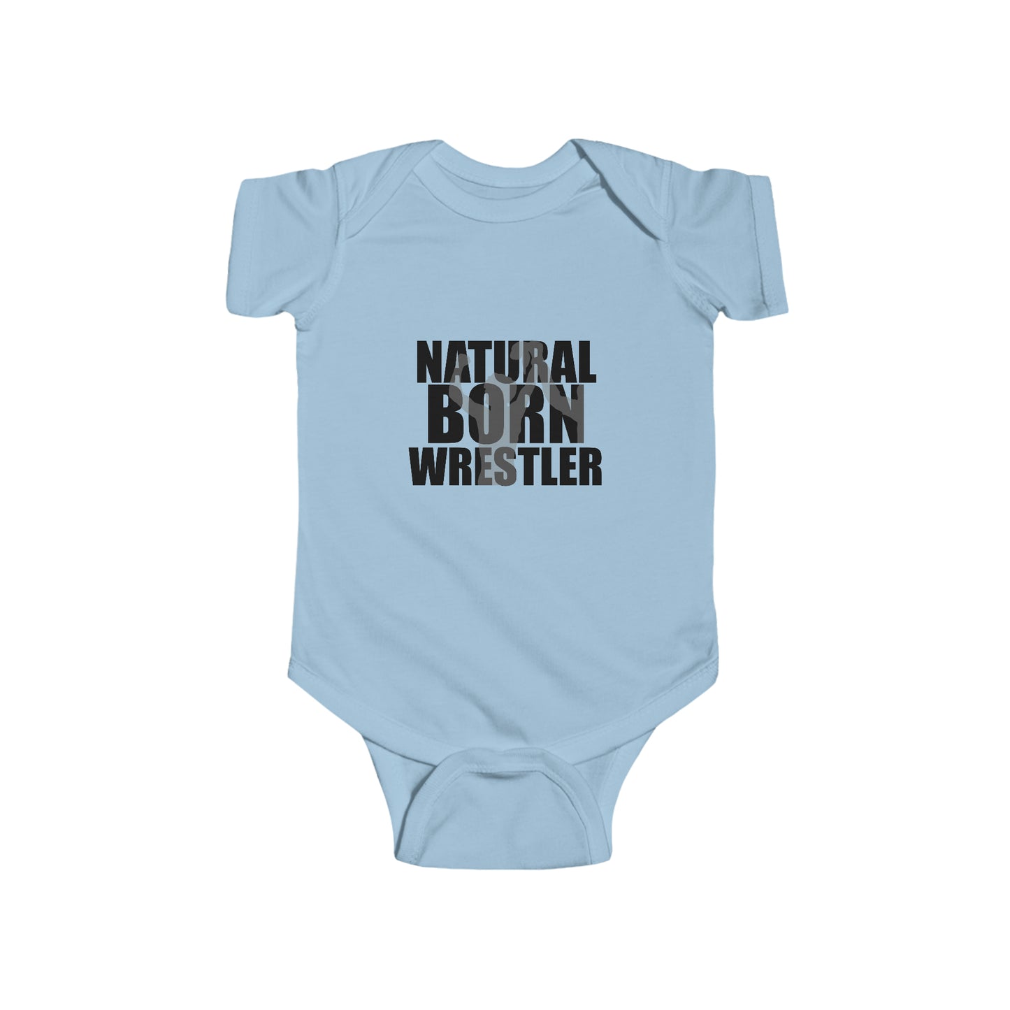 Natural Born Wrestler, Infant Fine Jersey Bodysuit, Black Letters