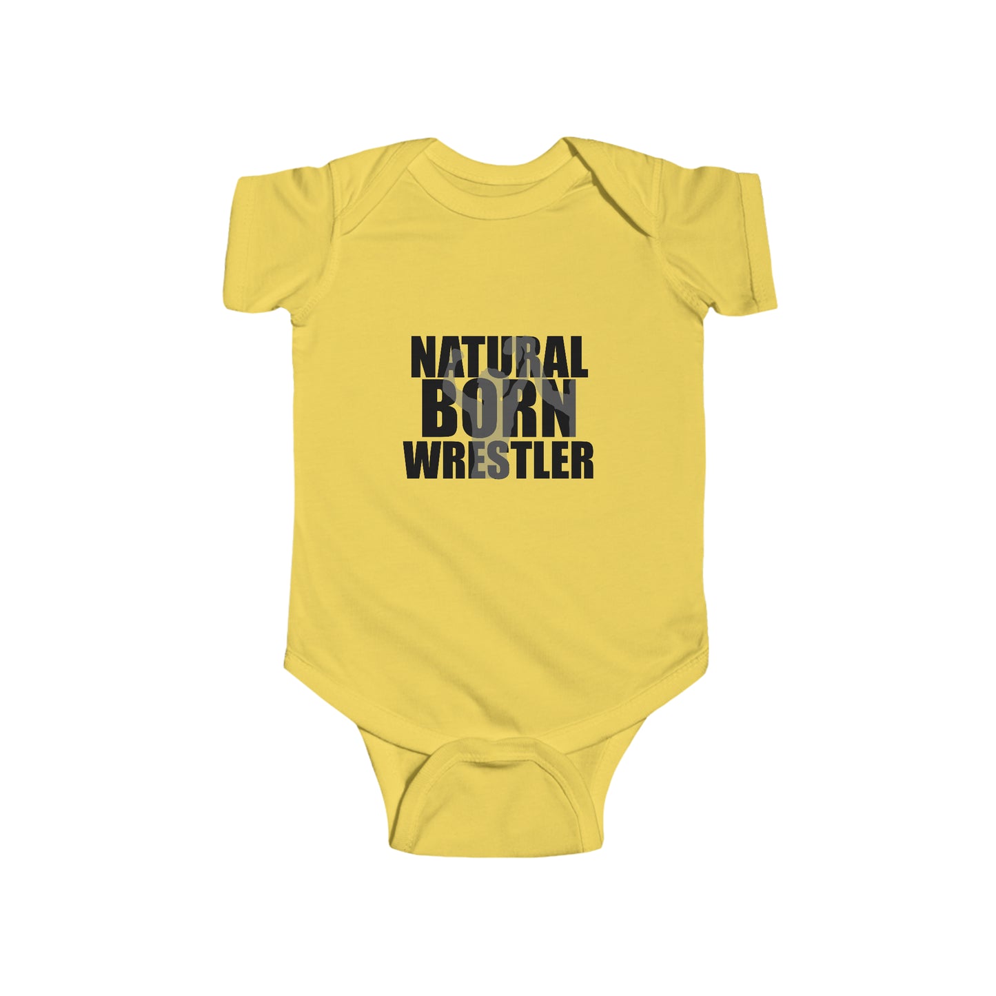 Natural Born Wrestler, Infant Fine Jersey Bodysuit, Black Letters